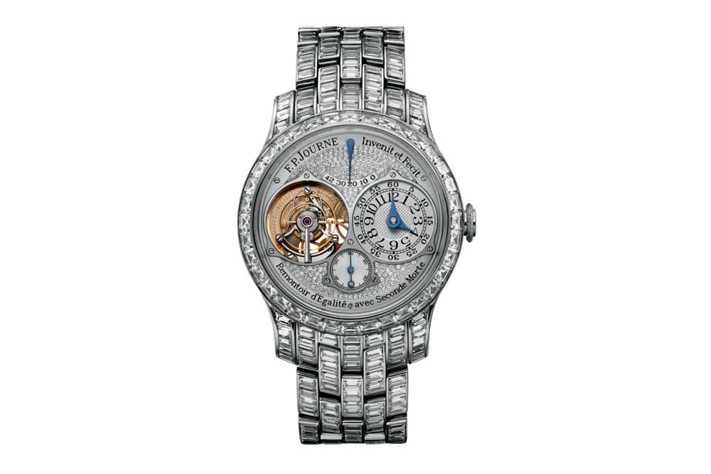 Hind’s most sought-after watch at the moment is an F.P. Journe Tourbillon Souverain with a diamond dial and baguette diamond case.