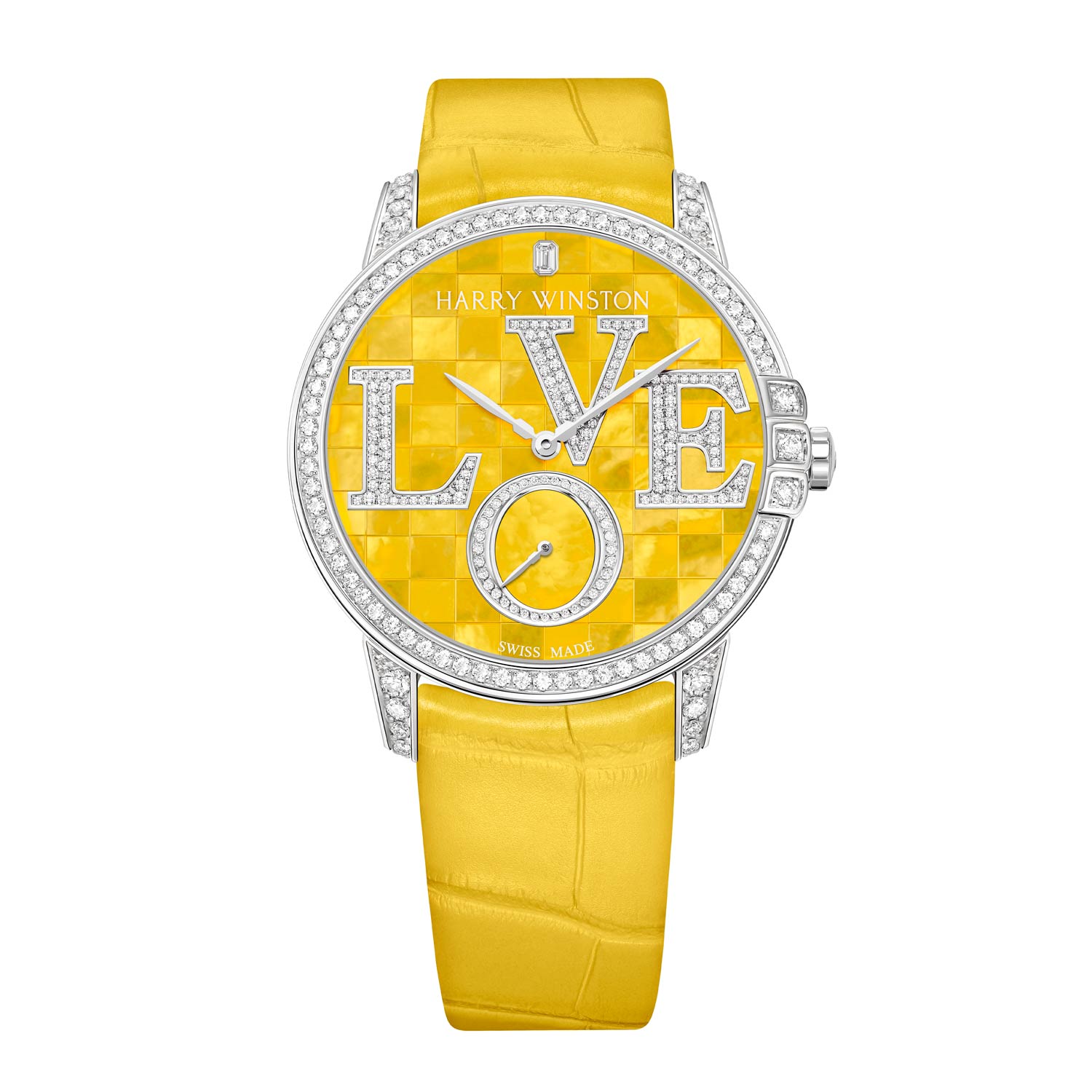 The ‘Winston Light’ timepiece has a bold yellow face and strap to match