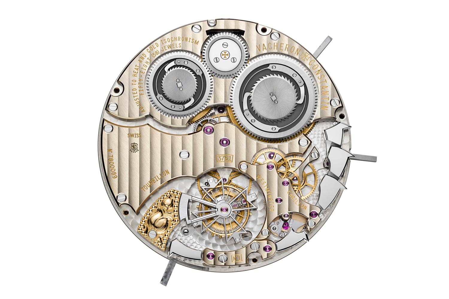 Vacheron Constantin has paid particular attention to the sequencing of the melodies and the clarity of sound with the help of the four rack and snail solution. Even the gongs for this pocket watch have been especially designed and tested several times before being cased up for that perfect acoustic experience.