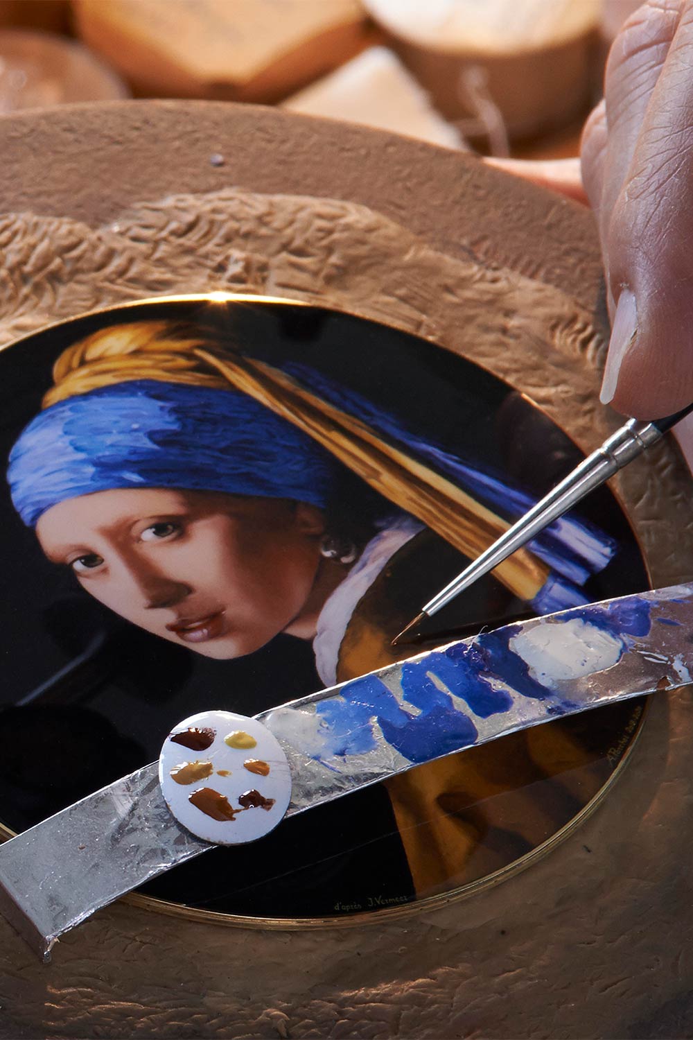 Every layer on the girl’s turban in the miniature painting requires at least two weeks of work by the artist.