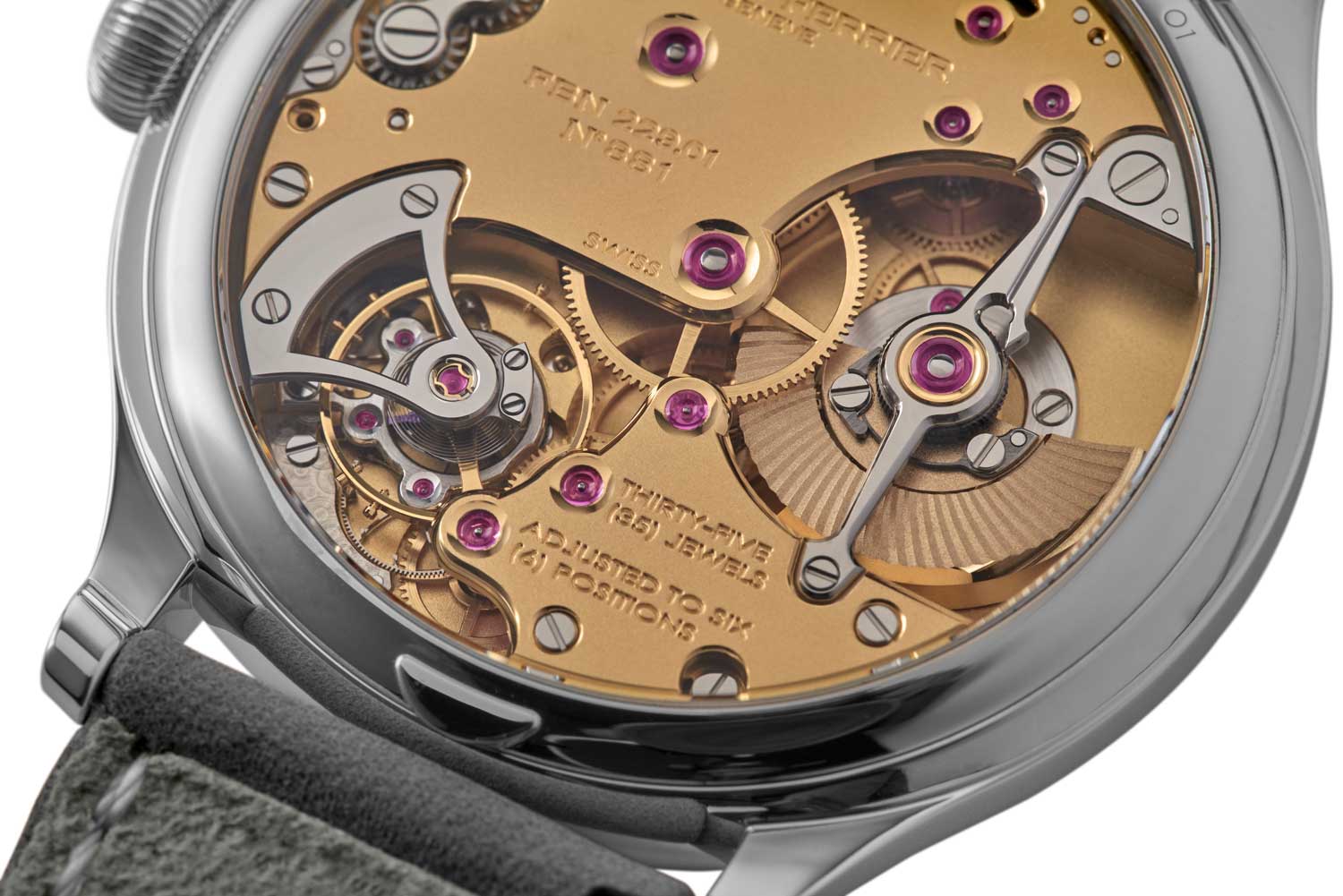 The mirror polished bridge of the FBN 229.01 mirco rotor, fashioned to look like the bridges used for tourbillons in classical watchmaking (©Revolution)