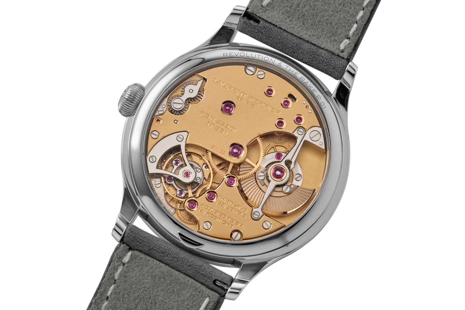 Recessed within the depths of the Micro-Rotor’s movement is Ferrier’s take on the legendary Natural Escapement, this exclusive double direct-impulse escapement in silicon, directly on the balance, has been inspired by the father of modern horology, Abraham-Louis Breguet; the modern construction, associated with the use of cutting-edge materials, maximizes the restitution of energy (©Revolution)
