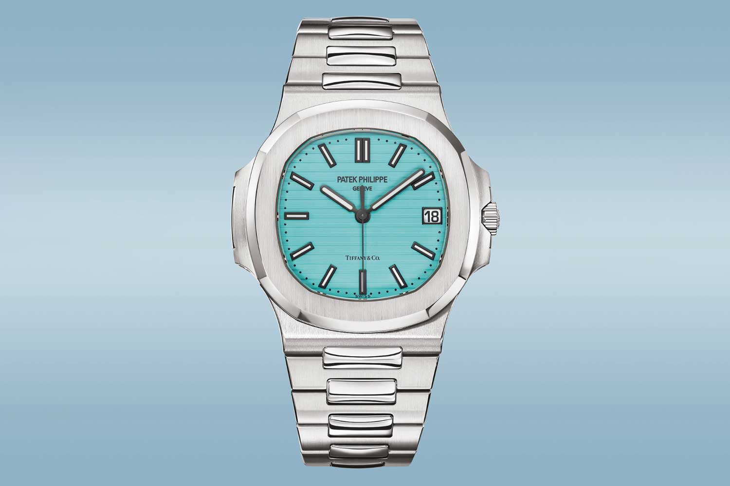 Patek Phillipe, Nautilus, Ref. 5711/1A-018 celebrates the 170-year alliance between Patek Philippe and Tiffany & Co with “Tiffany Blue” lacquer dial sold for the benefit of The Nature Conservancy