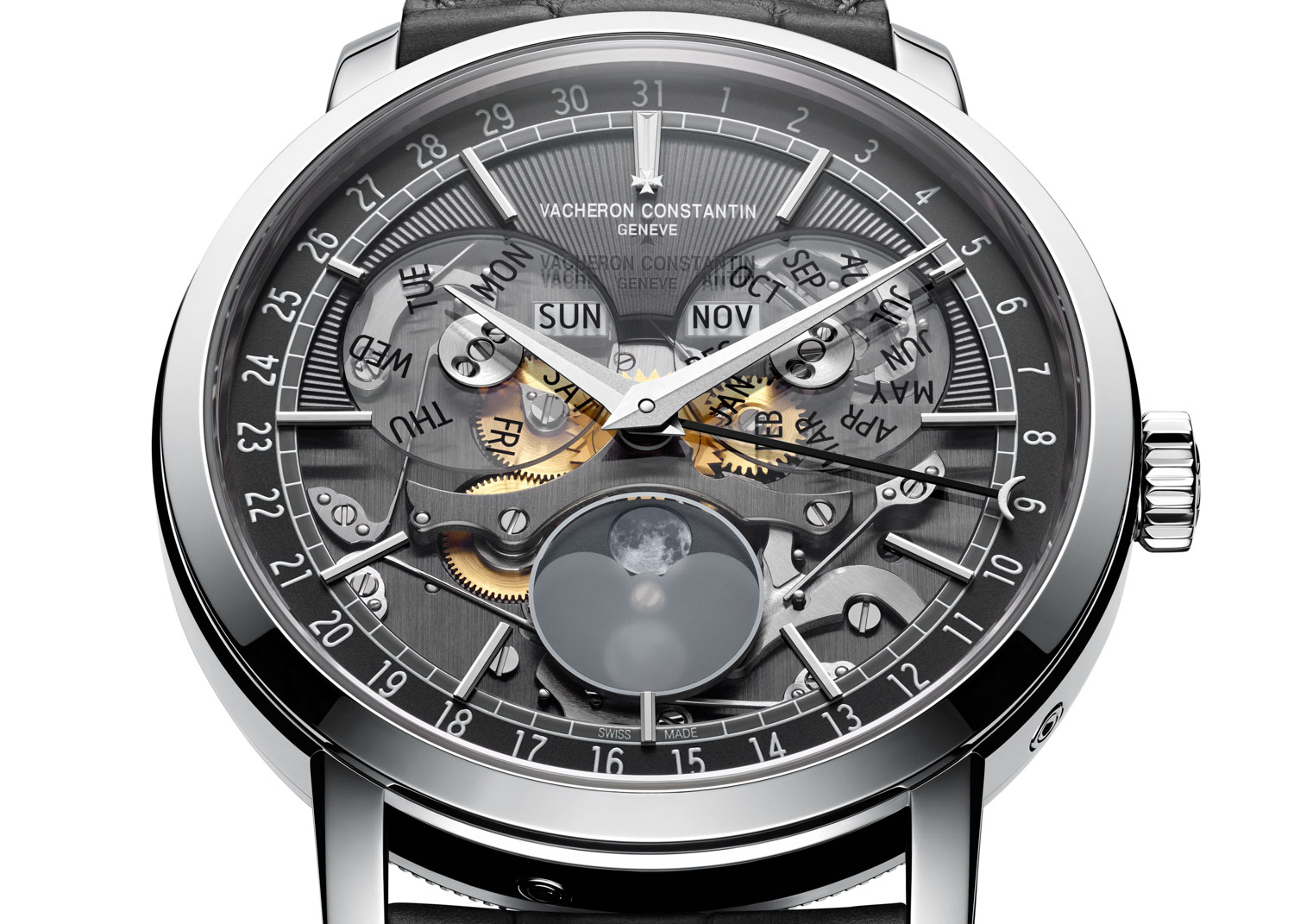 The Vacheron Constantin Traditionnelle Complete Calendar Openface in 18K white gold