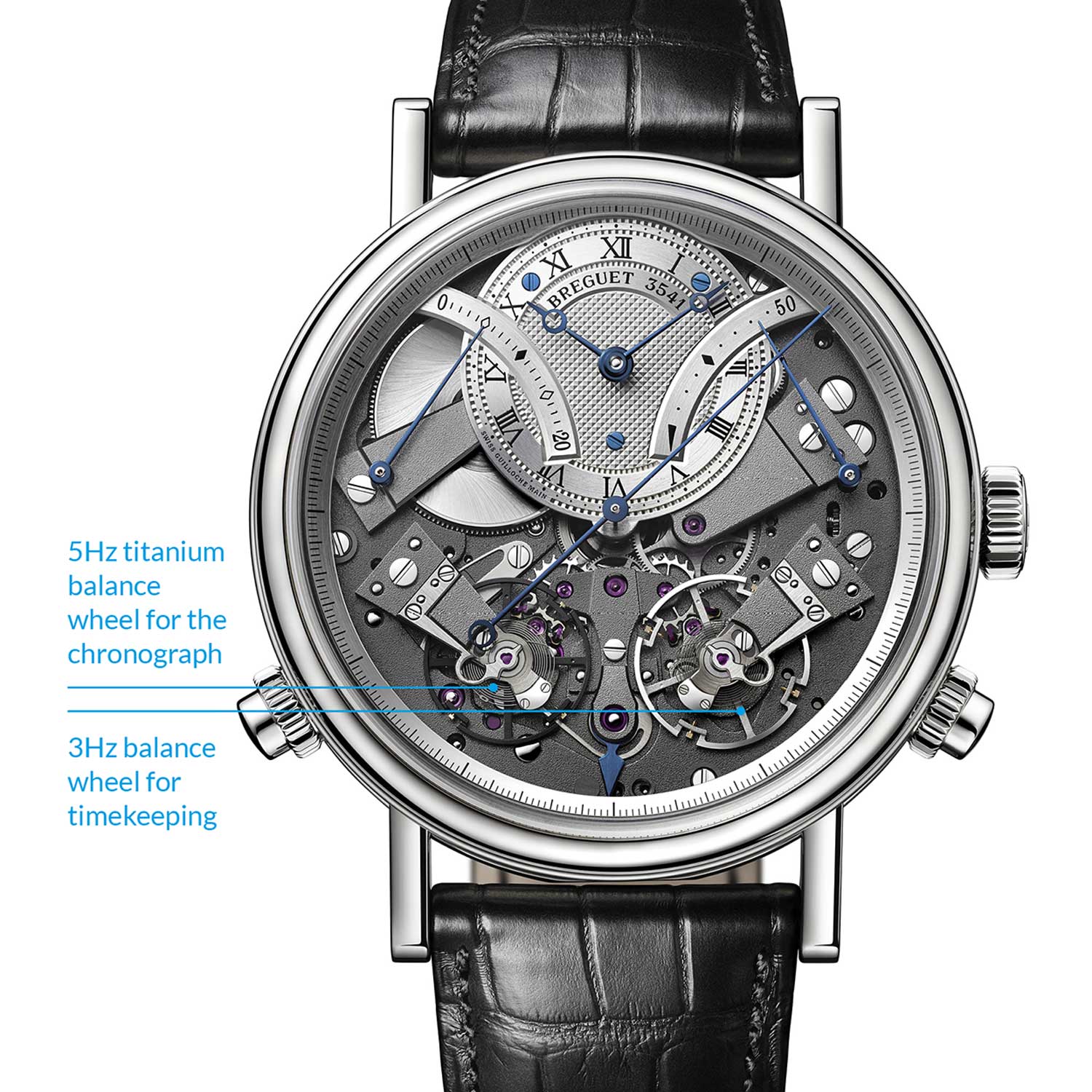 The Breguet Tradition Chronographe Indépendant 7077 with two independent transmission systems; one for timekeeping and one for the chronograph