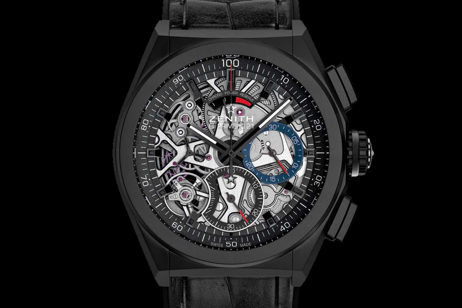 The Zenith El Primero Defy 21 with two separate mainsprings, gear trains and escapements, thereby isolating the high-frequency escapement so that the activation of the chronograph does not affect timekeeping