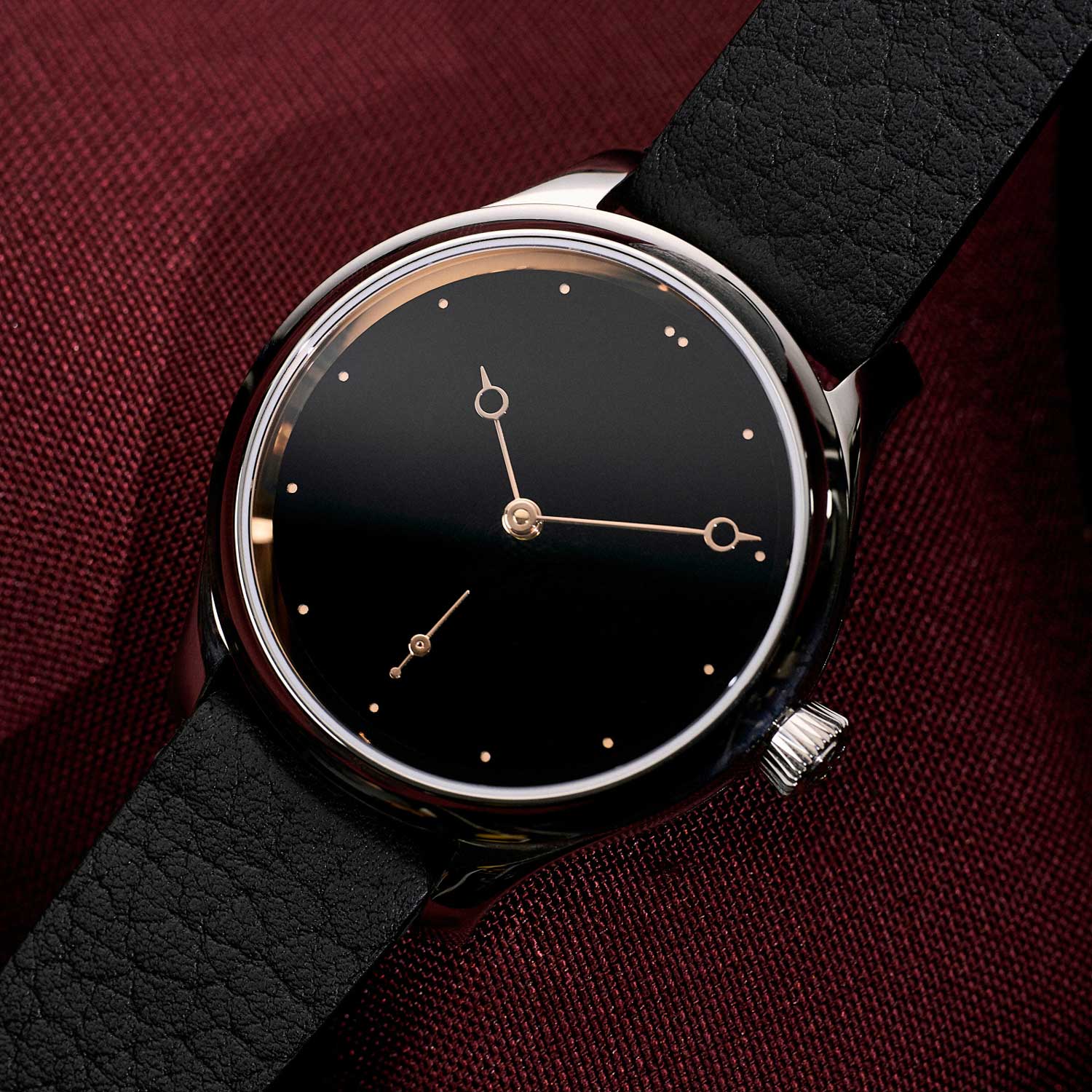 H. Moser & Cie x The Armoury Endeavour Small Seconds Total Eclipse in steel with red gold inner bezel