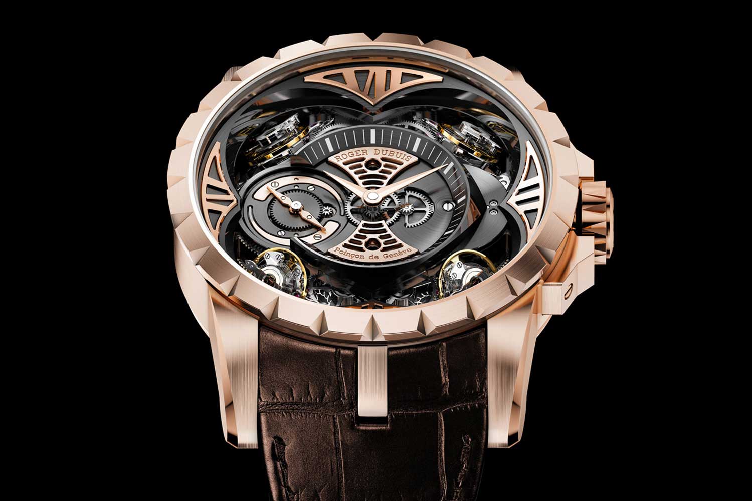 The Roger Dubuis Excalibur Quatuor equipped with four oscillators that are linked by three differentials