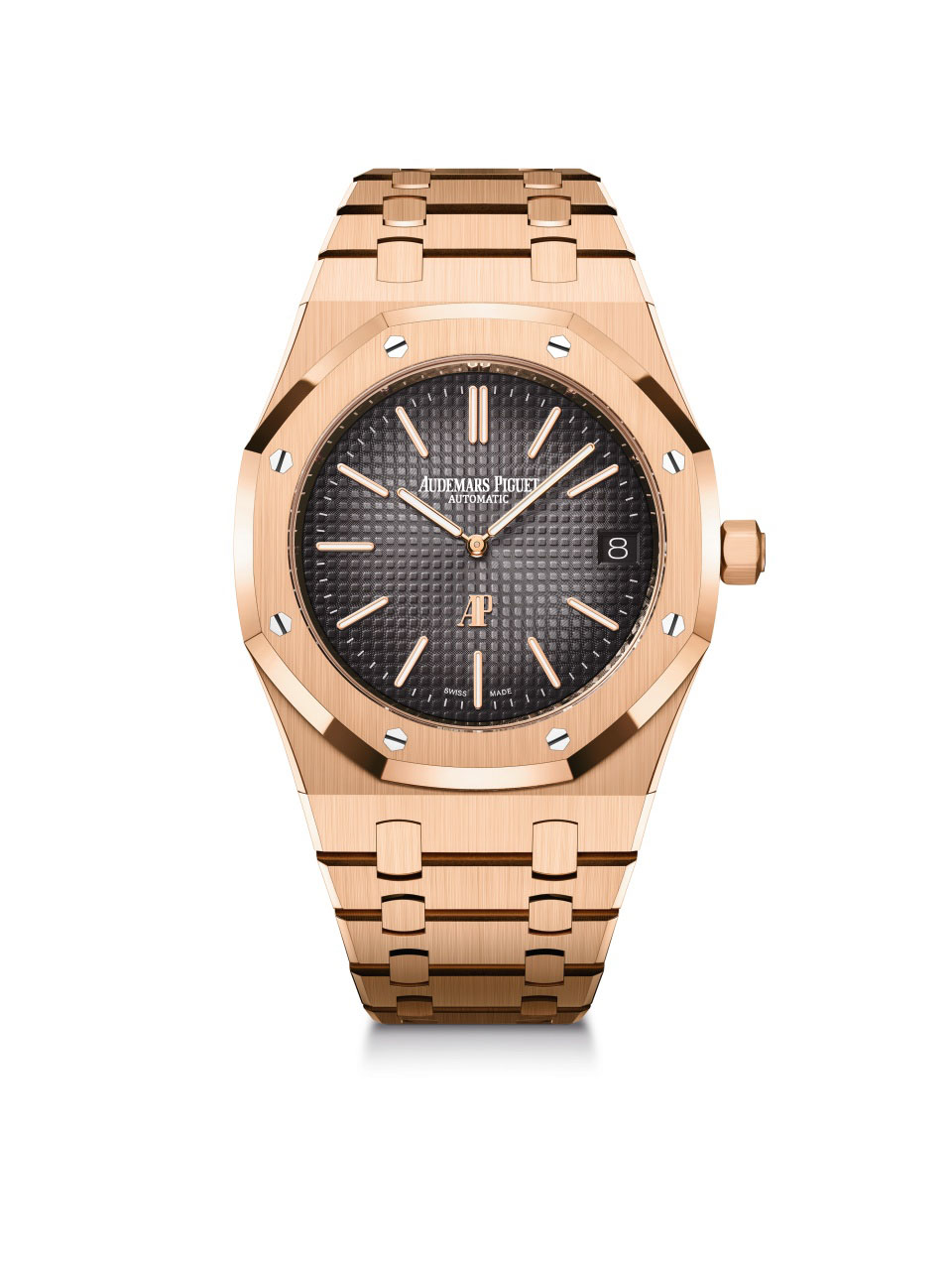 Royal Oak “Jumbo” Extra-Thin / 39mm; Ref. 16202OR.OO.1240OR.01 in 18-carat pink gold with smoked grey dial