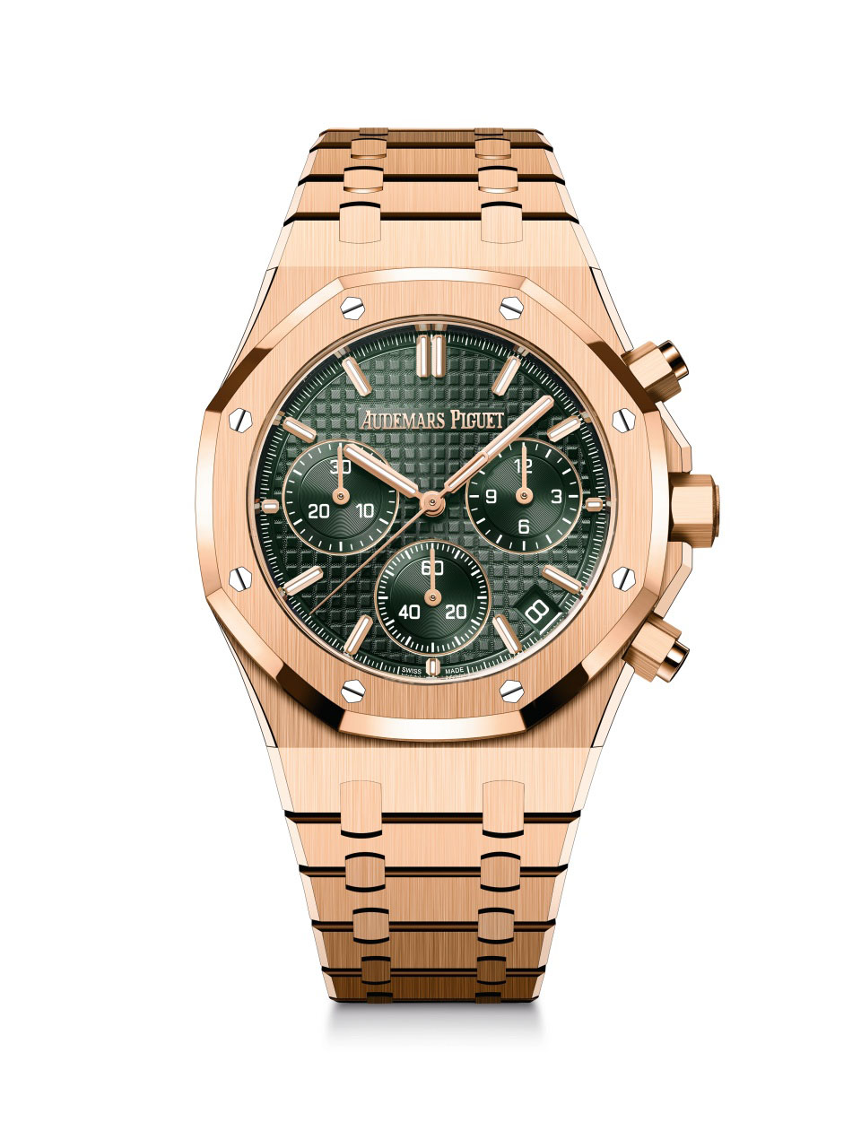 Royal Oak Selfwinding Chronograph / 41mm; 18-carat pink gold case with khaki green dial (26240OR.OO.1320OR.04)