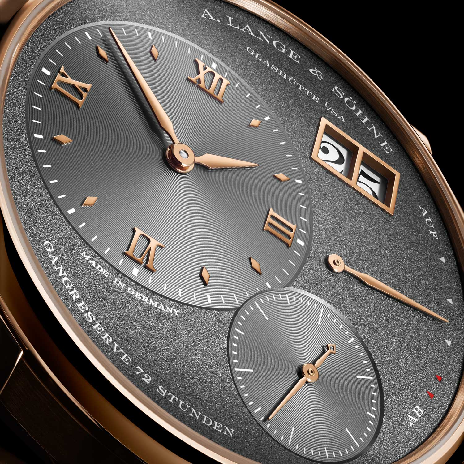 Besides a thinner case, the new Grand Lange 1 also gets a new textured grey dial
