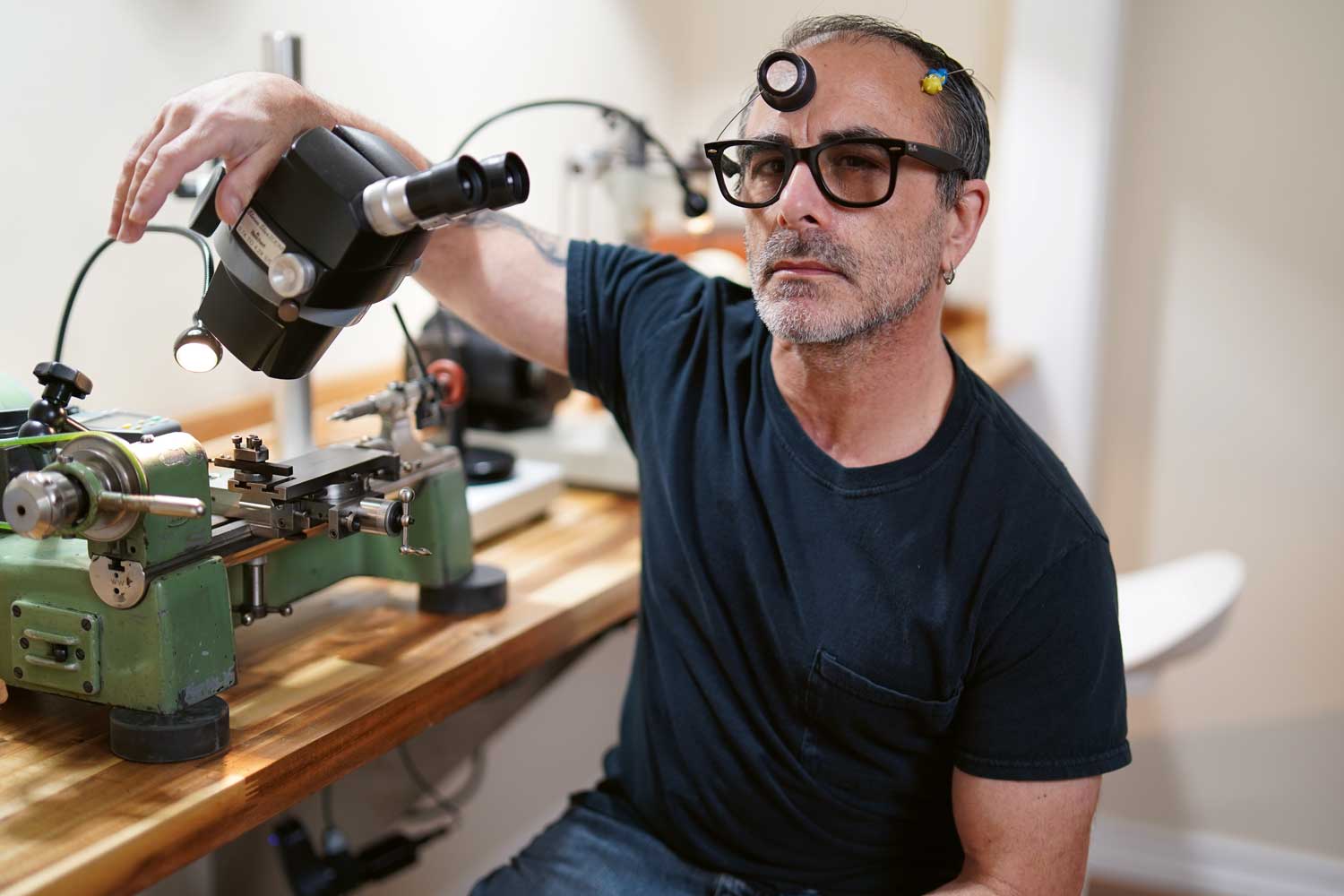 Dan Spitz works alone on restored machines constructing everything himself, including his own ergonomic watchmaker’s bench (Images: Lynnette Brink)