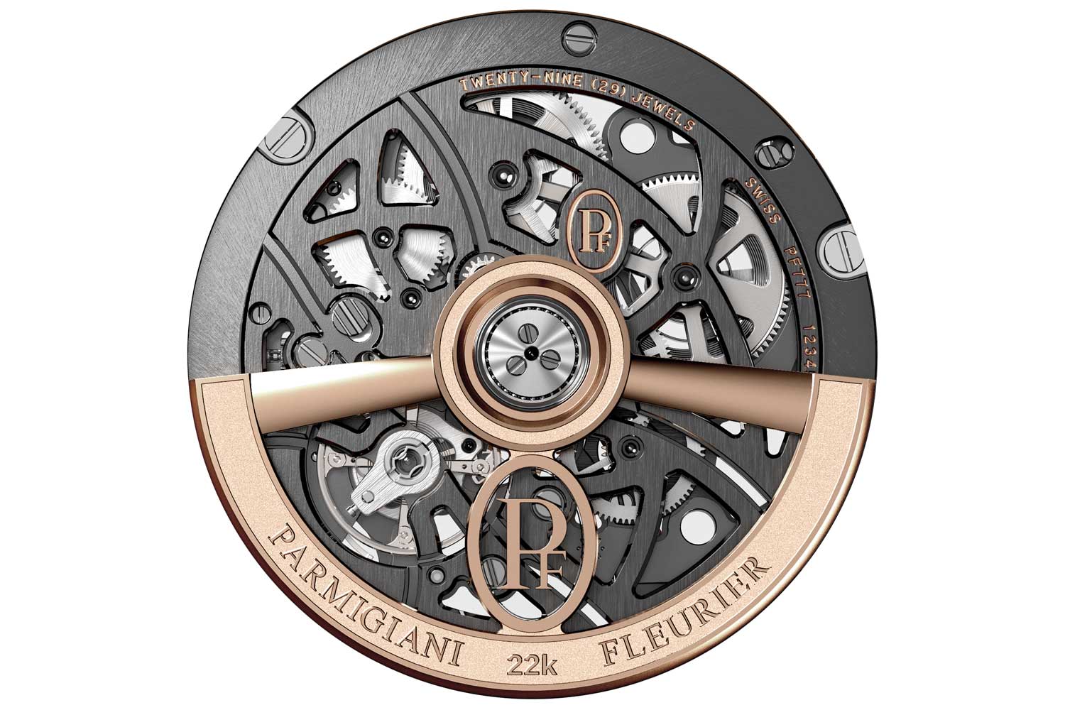 Skeletonised self-winding caliber PF777 with 60 hours of power reserve