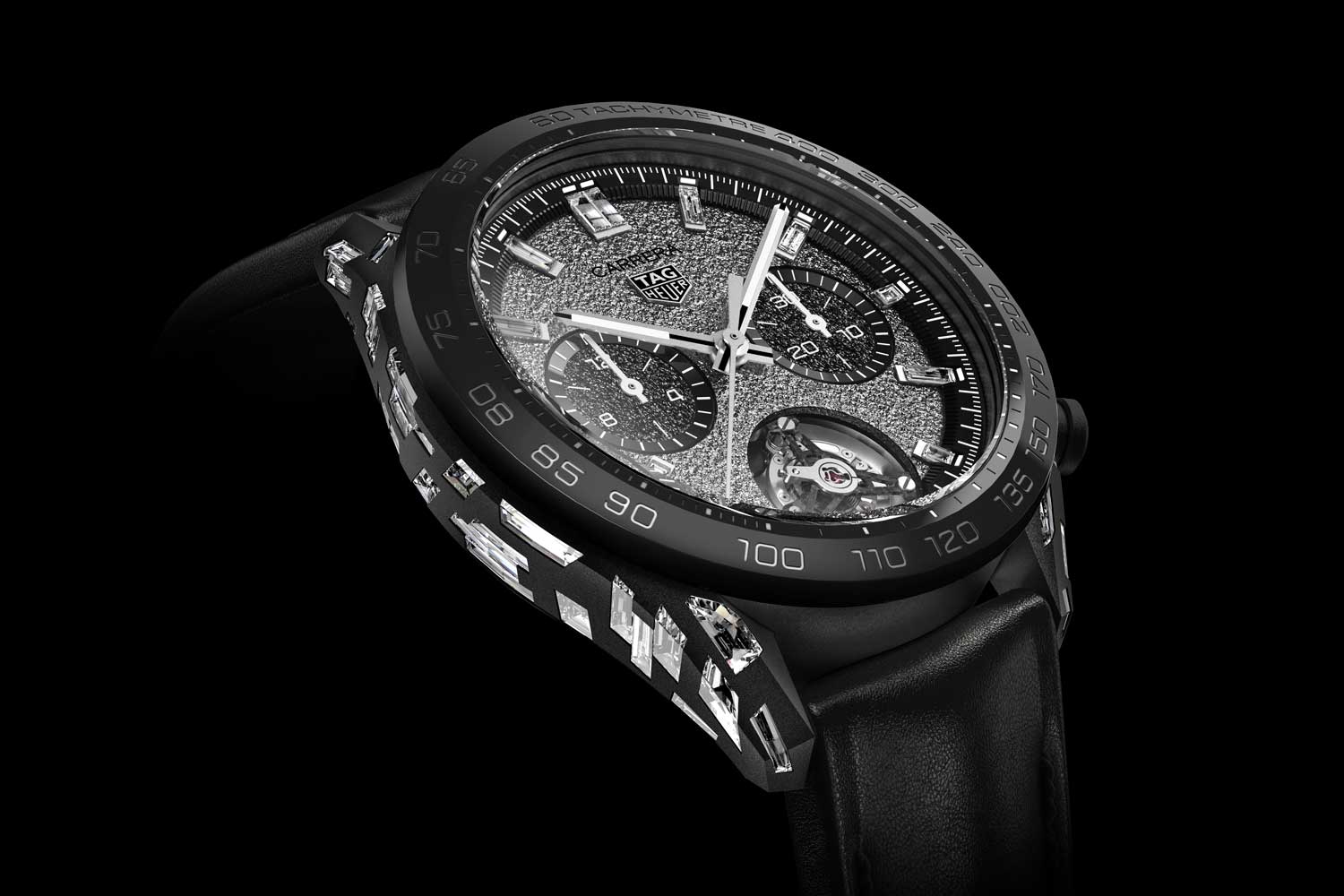 With a novel case made from aluminium set with specially grown diamonds, this watch is hard to miss