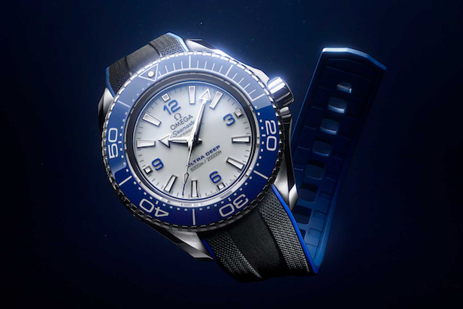 Blue on white just like the Planet Ocean 36th America's Cup Limited Edition. (Image: Omega)