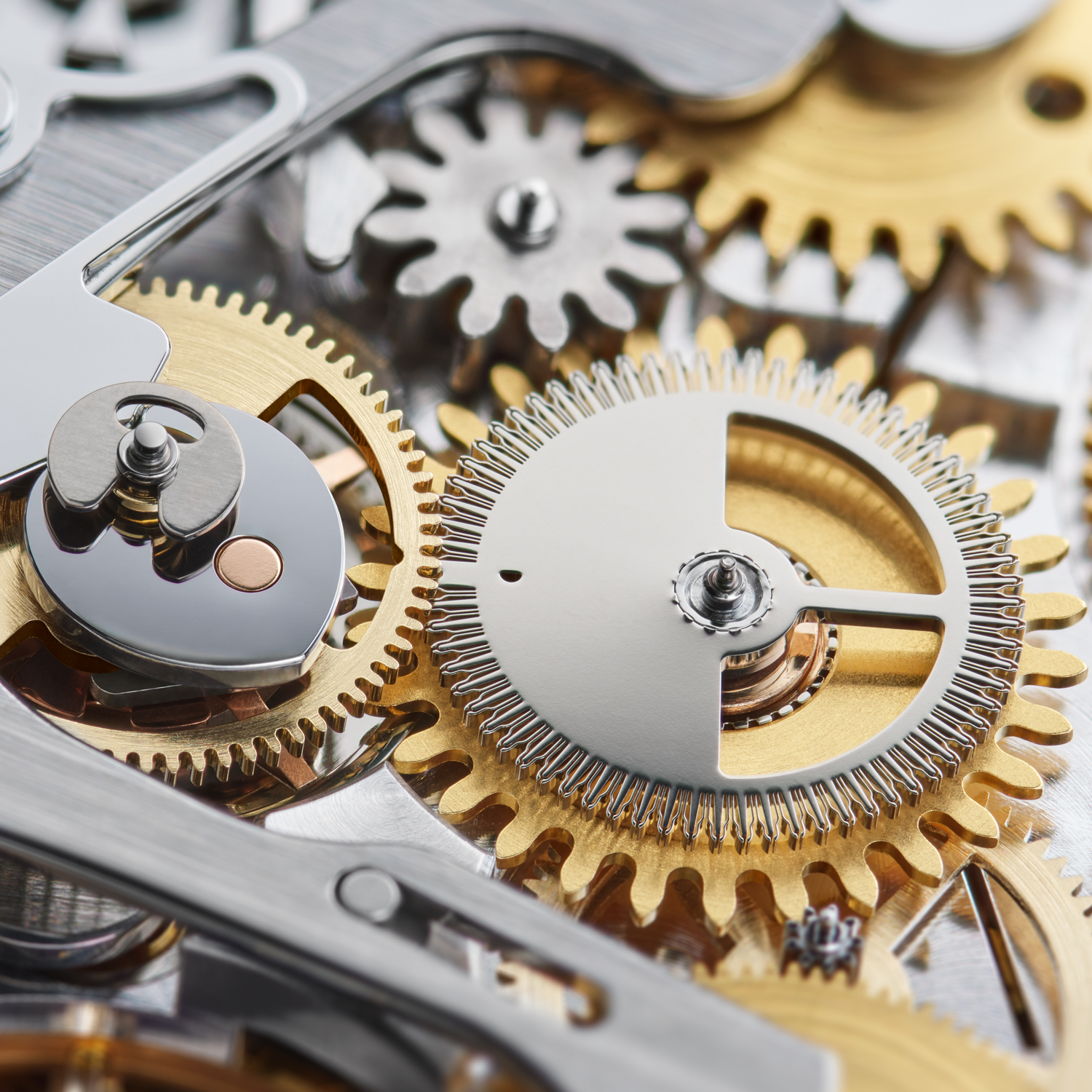 Close-up of the chronograph seconds wheel (right) and vertical clutch (left). (Image: Rolex)