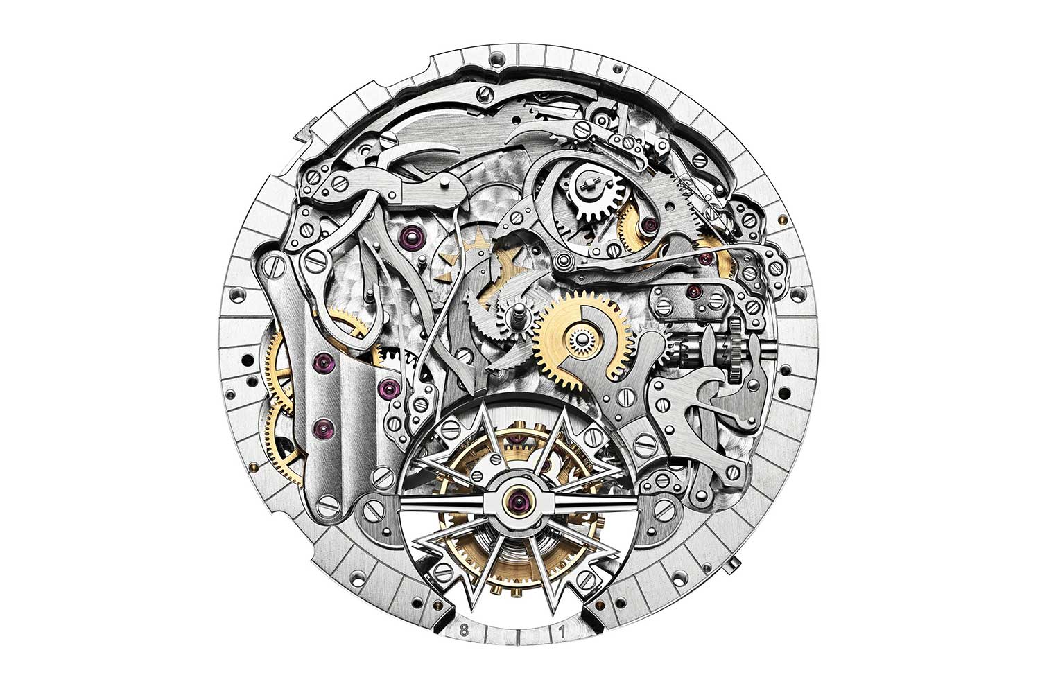 The Caliber 2755 TMR from underneath the dial