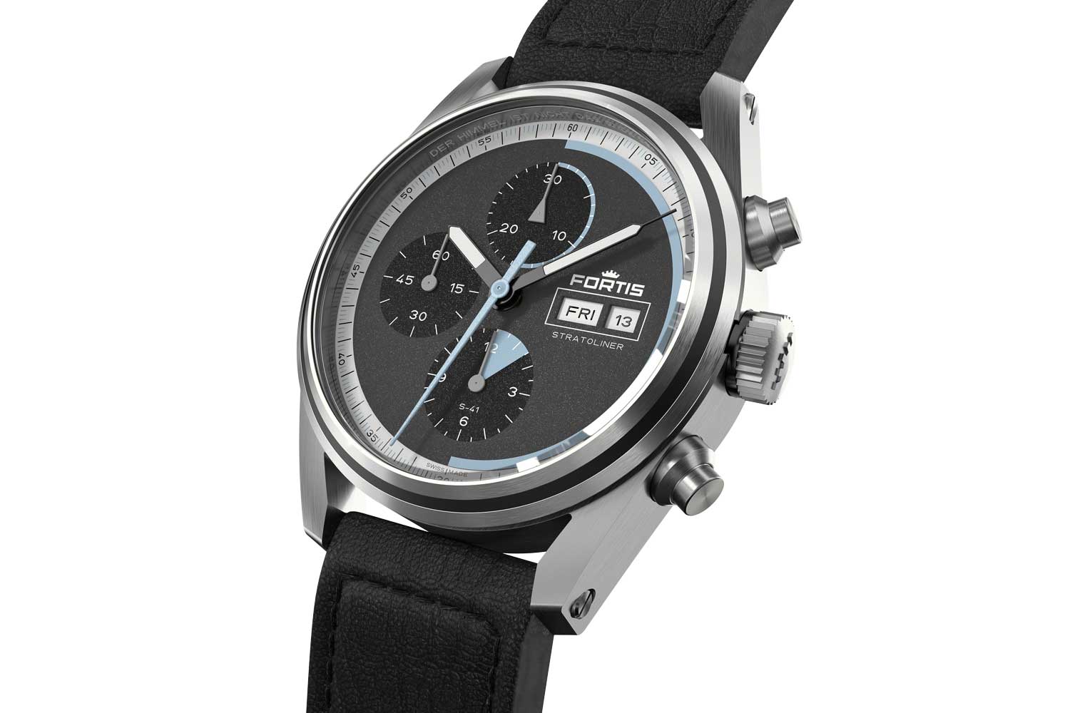 Cosmic Gray goes for a bolder finish with a dark-gray dial and black subdials