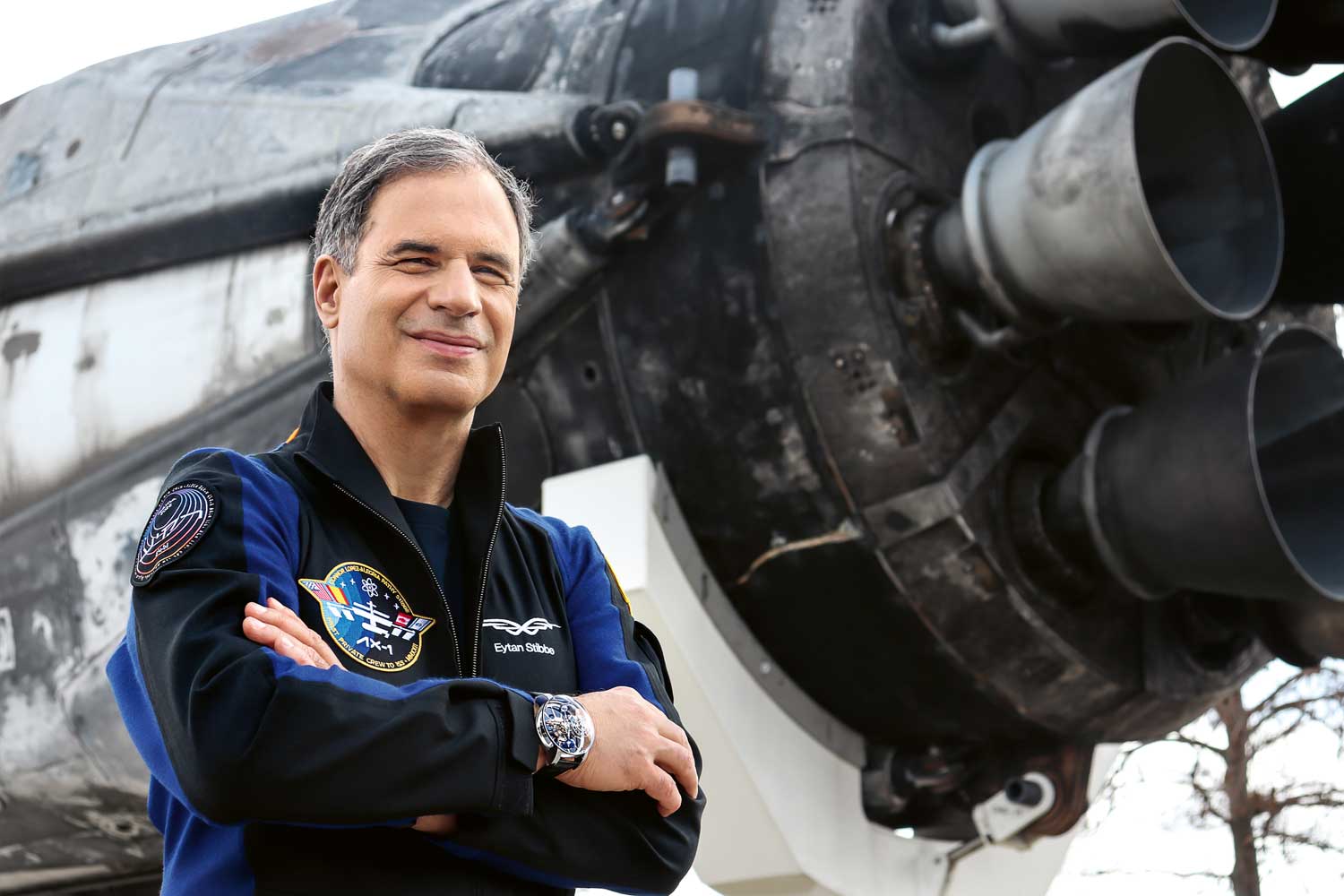 Eytan Stibbe, an Israeli-born impact investor, philanthropist and former fighter pilot, wore the Astronomia Tourbillon Bucherer Blue to space