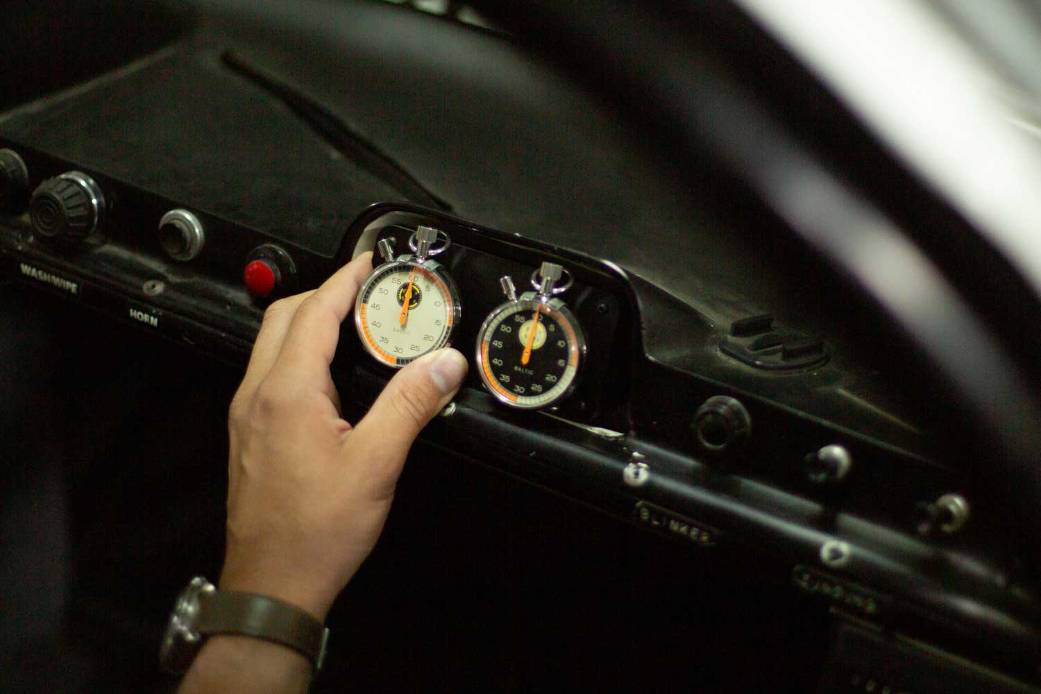 Flyback stopwatches dash mounted (Image: Baltic)
