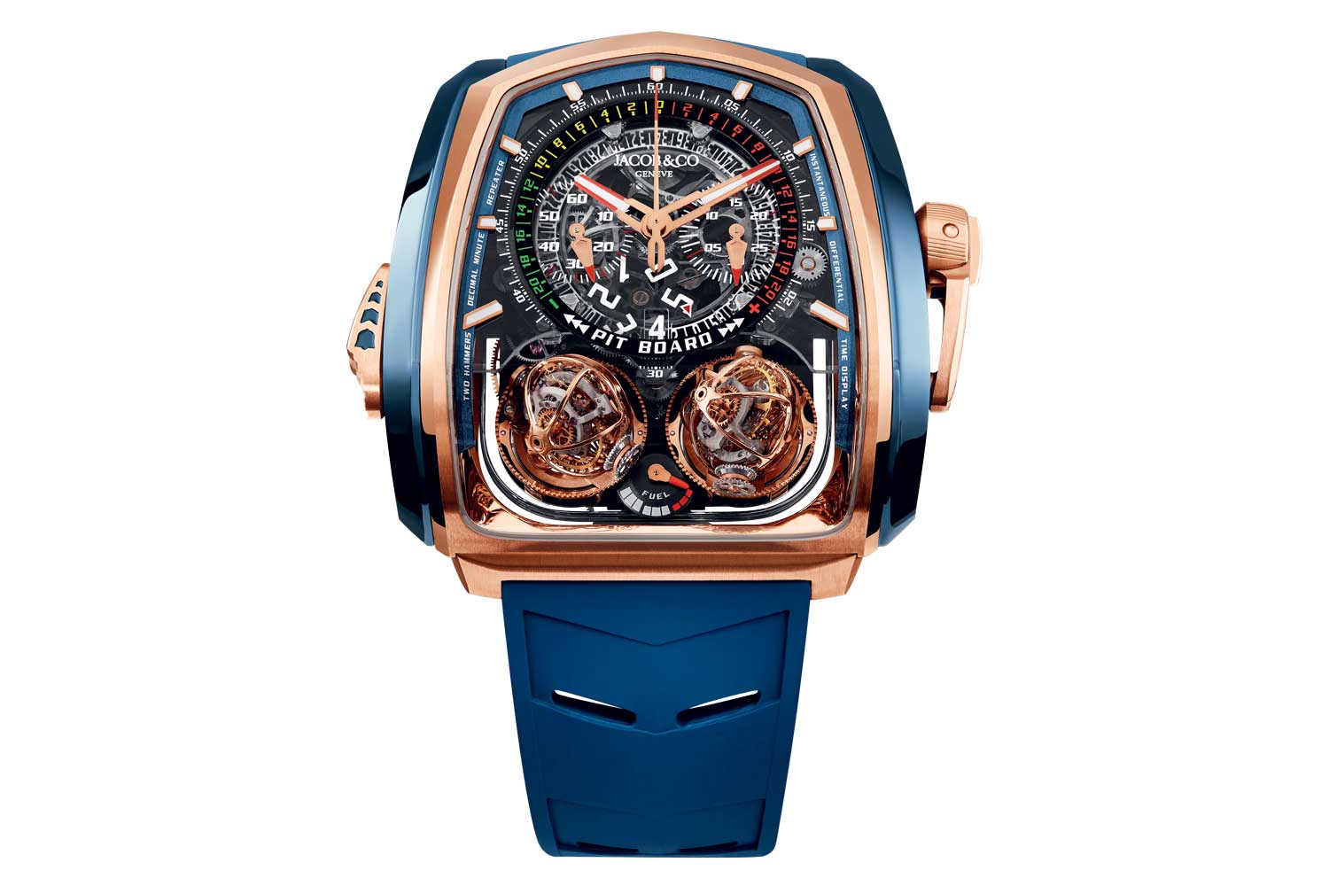 Jacob & Co. Twin Turbo Furious in rose gold and blue titanium