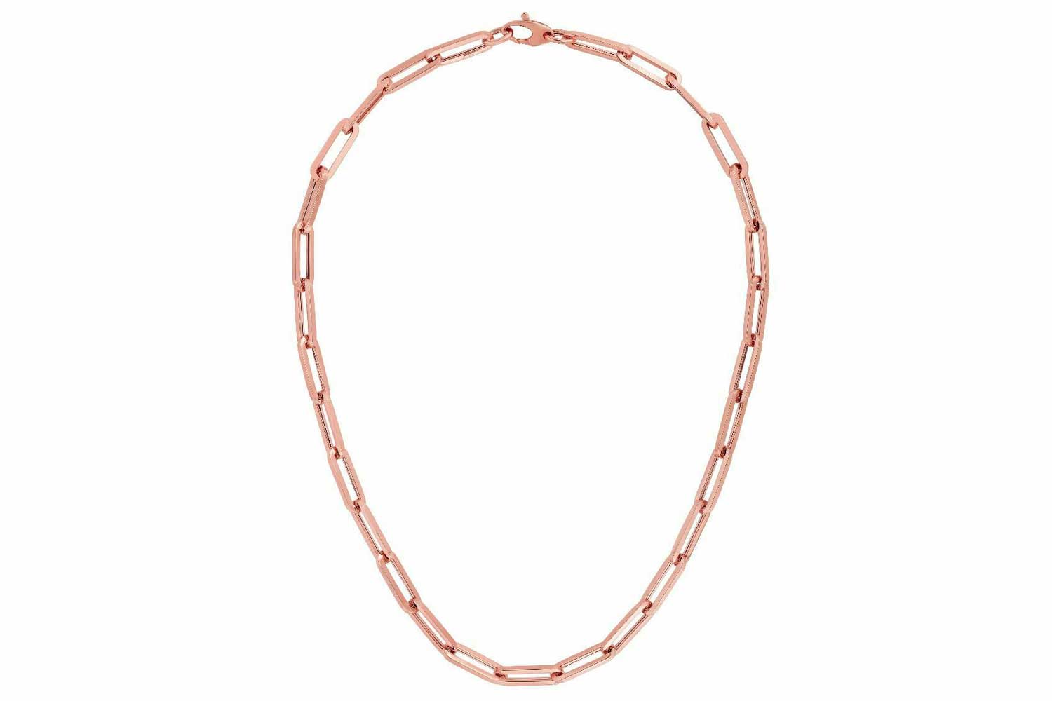Paperclip Link Chain Necklace in 14K Rose Gold