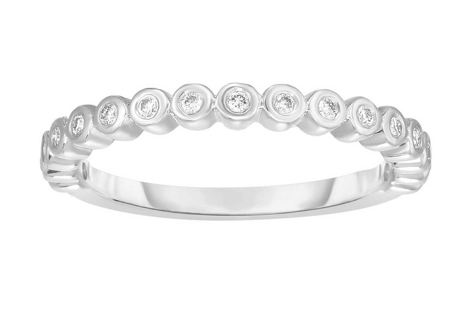 Stackable Ring in14K White with Diamond Bezel Set