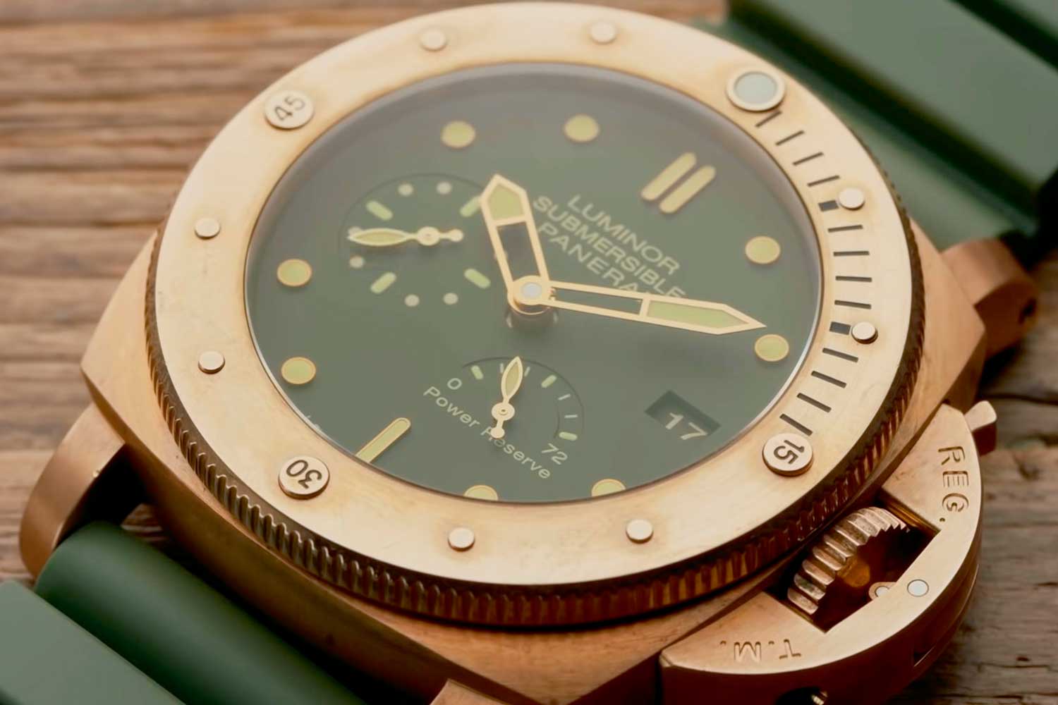 The 47mm behemoth that is the PAM00507 with a glorious green dial and marine-grade bronze case
