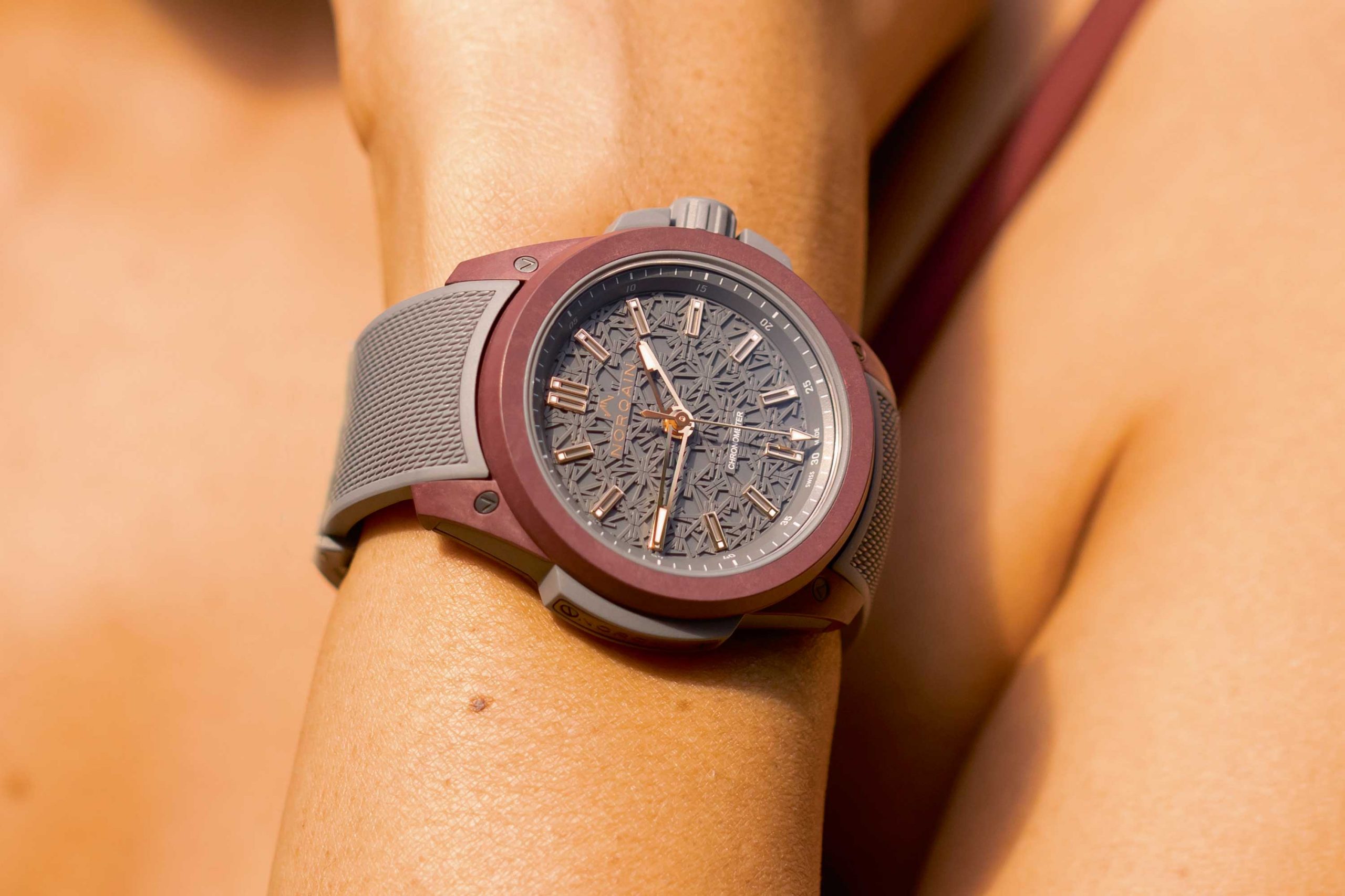 Wild ONE Burgundy & Gray with a gray dial with a mandala-like pattern