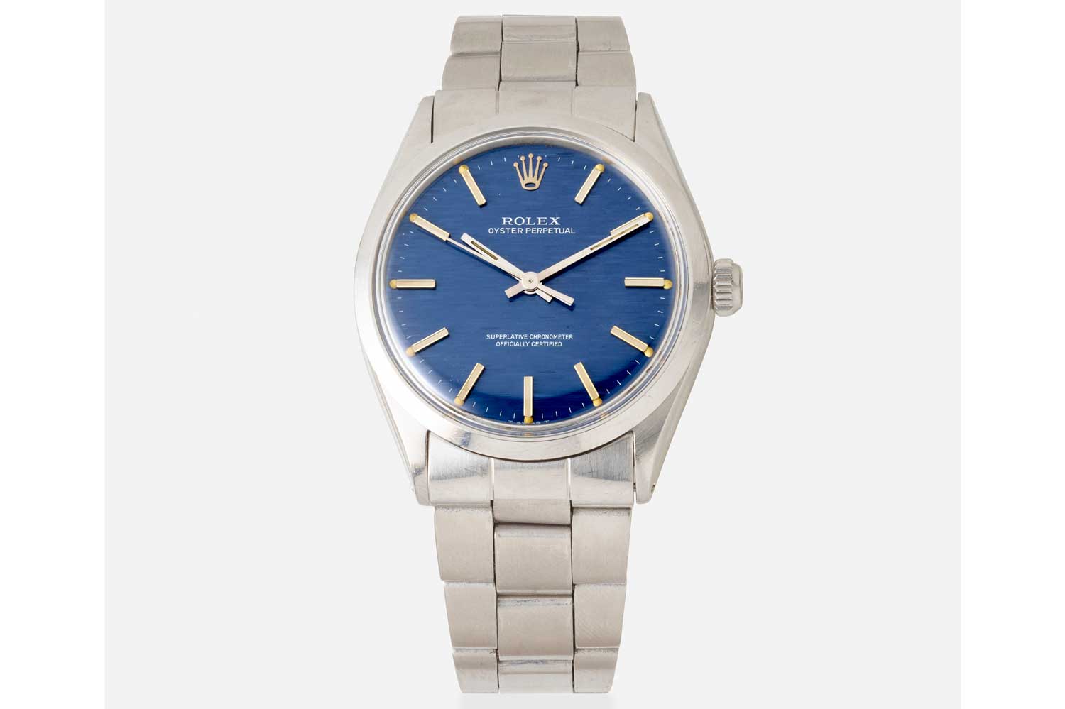 Lot 100: Eric Wind’s Rolex Oyster Perpetual ref. 1002 with ‘Mosaic Shantung’ dial