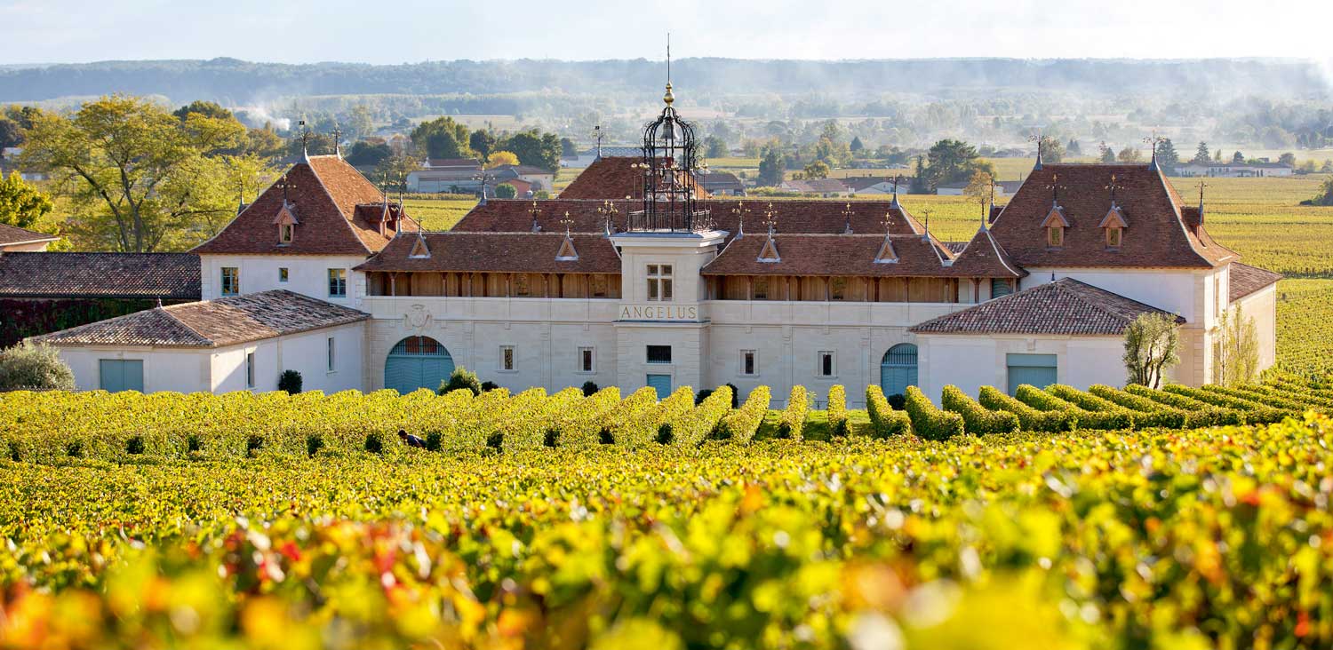 The bucolic setting of Château Angélus and its surrounding vineyard that produces some of Saint-Émilion’s most acclaimed wines