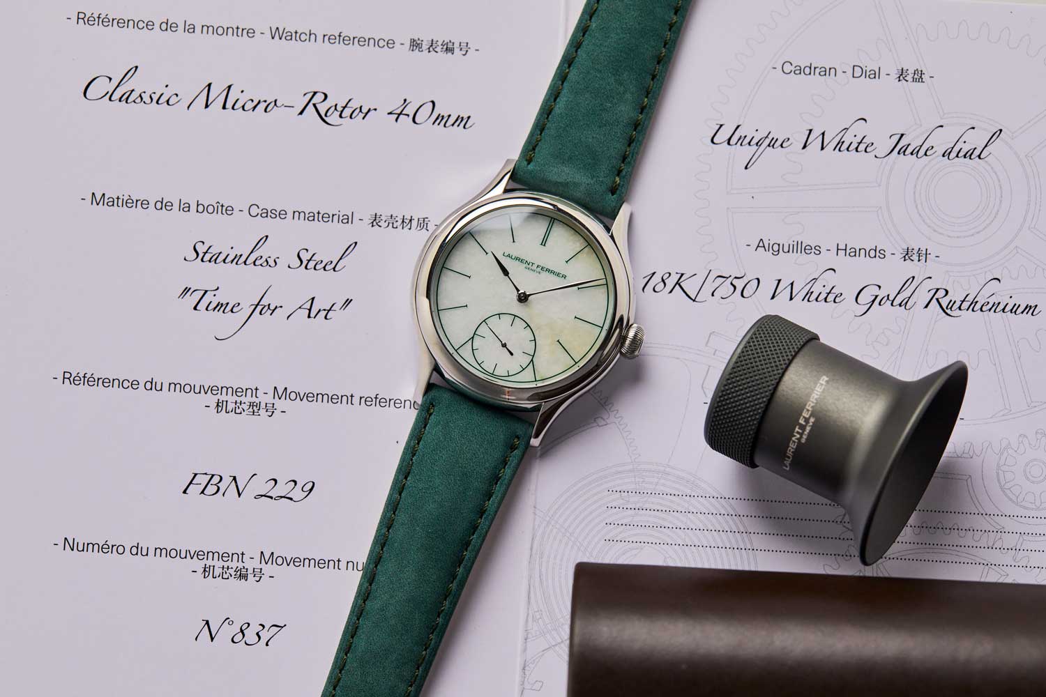 Laurent Ferrier Classic Micro-Rotor with a jade dial (Lot 43)