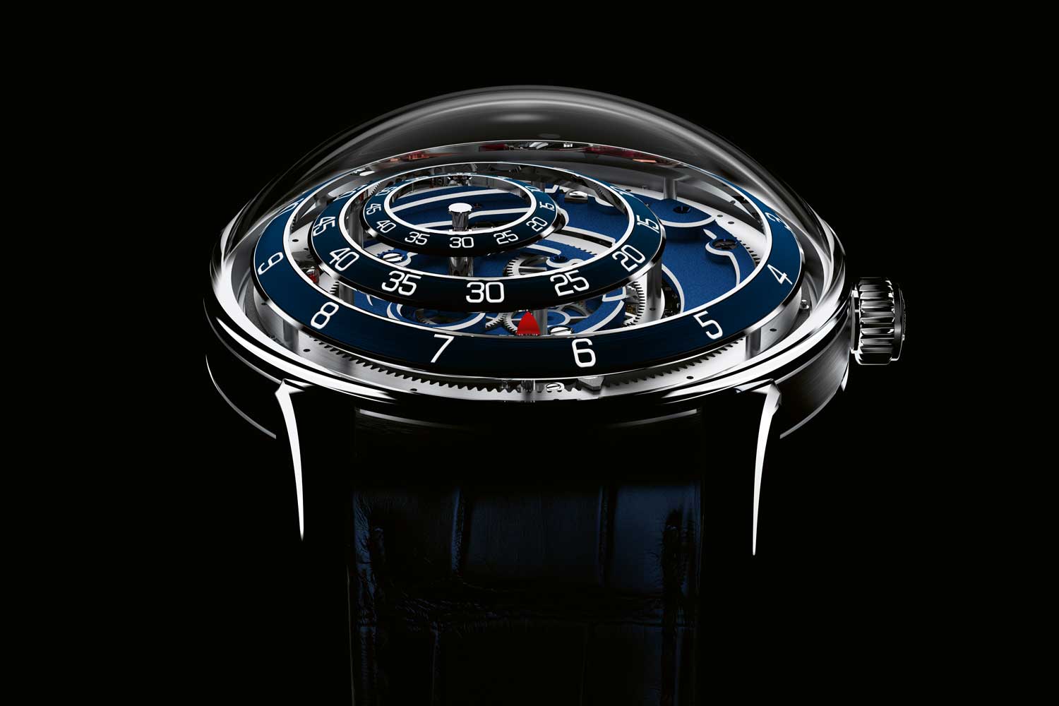Grail Watch 3: Trilobe Une Folle Soirée "Wild Night"; The precision of the pad-printed numerals on the concave curved rings highlights an exceptional watchmaking know-how