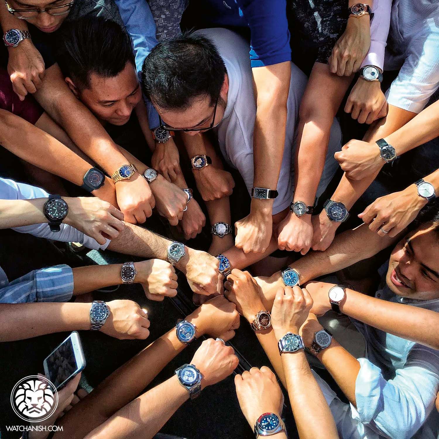 A group wrist shot of Singapore Watch Club members, taken by Watch Anish