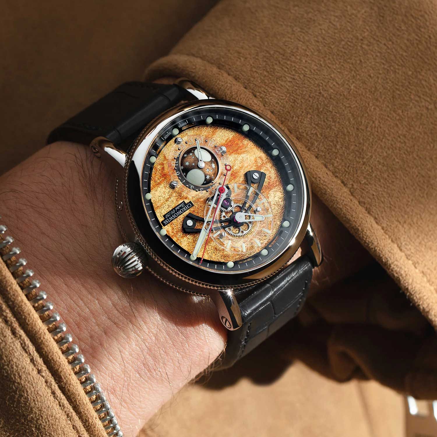 Featuring a gold-toned, nano-printed dial, the Space Timer Jupiter is a remarkable facsimile of the Solar System’s largest planet