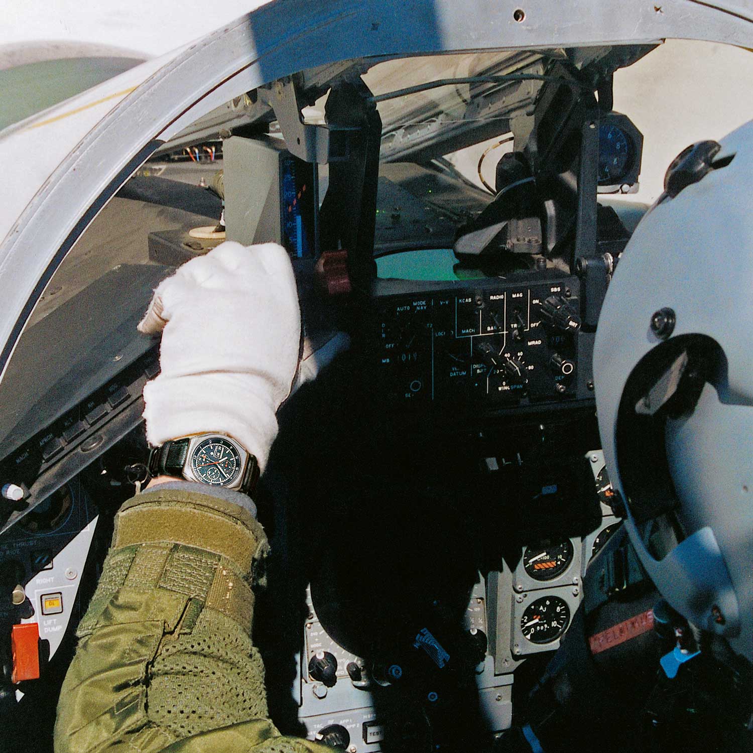Pilot wearing the Tutima "NATO" chronograph