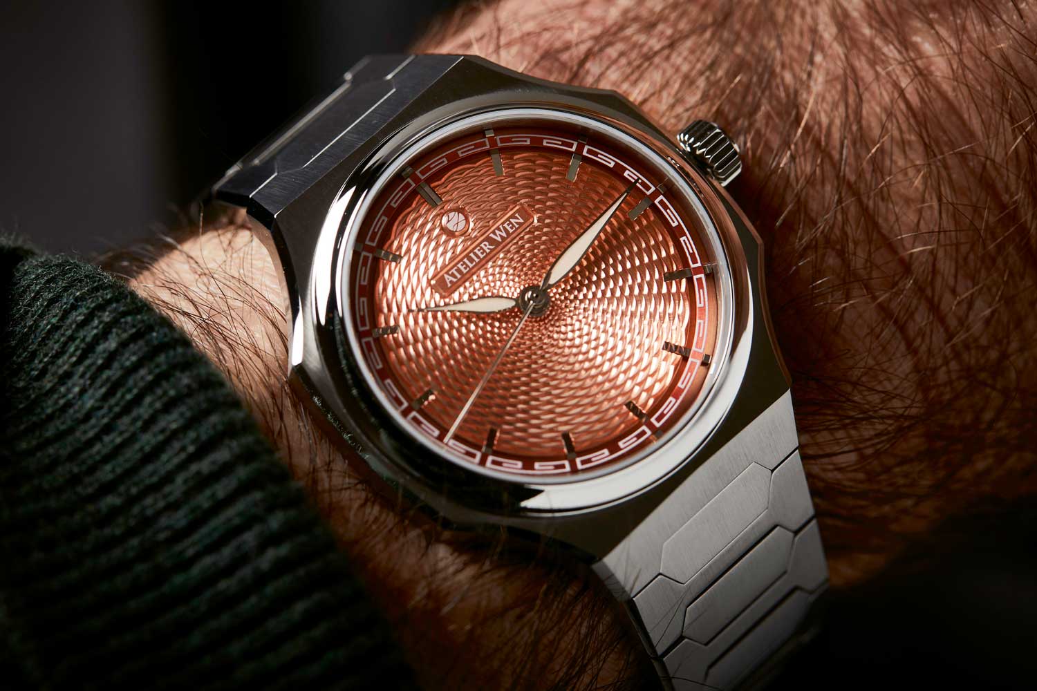 Atelier Wen Perception showcasing its guilloché dial, made from two layers and locked in place by the chapter ring