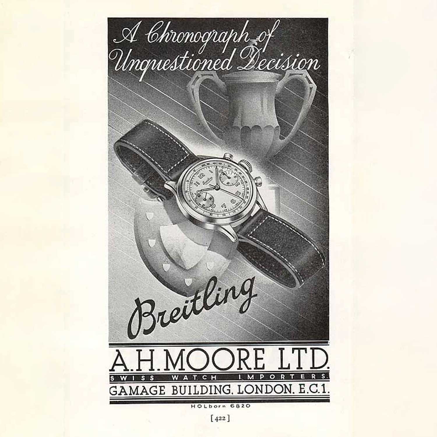 An advertisement for the Breitling Premier from 1948