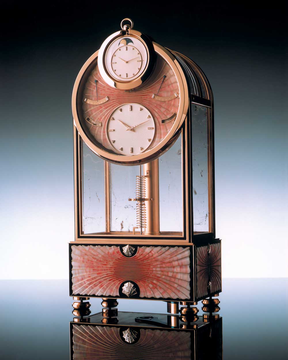 A Pendule Sympathique with a pink chalcedony dial made by Journe for Asprey