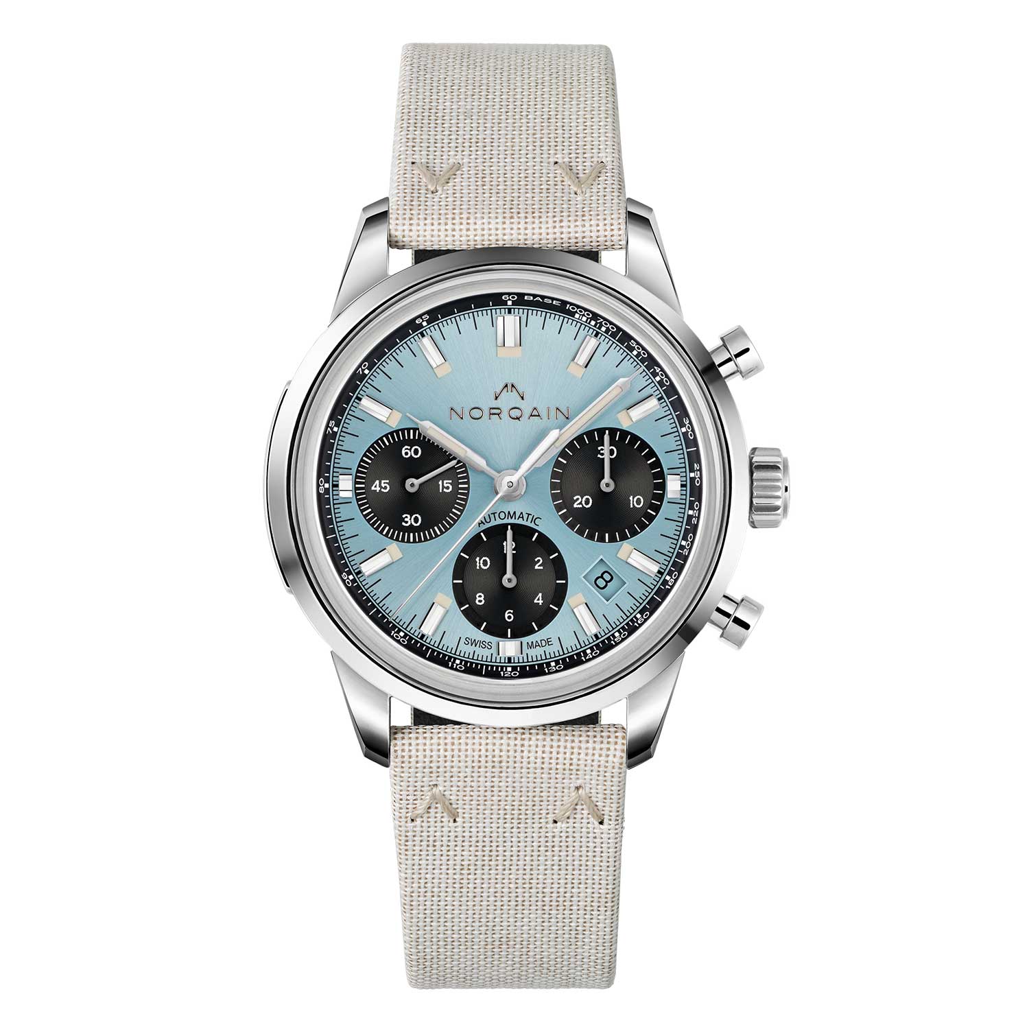 Norqain Freedom 60 Chrono Ice Blue Limited Edition with Ivory Nortide strap