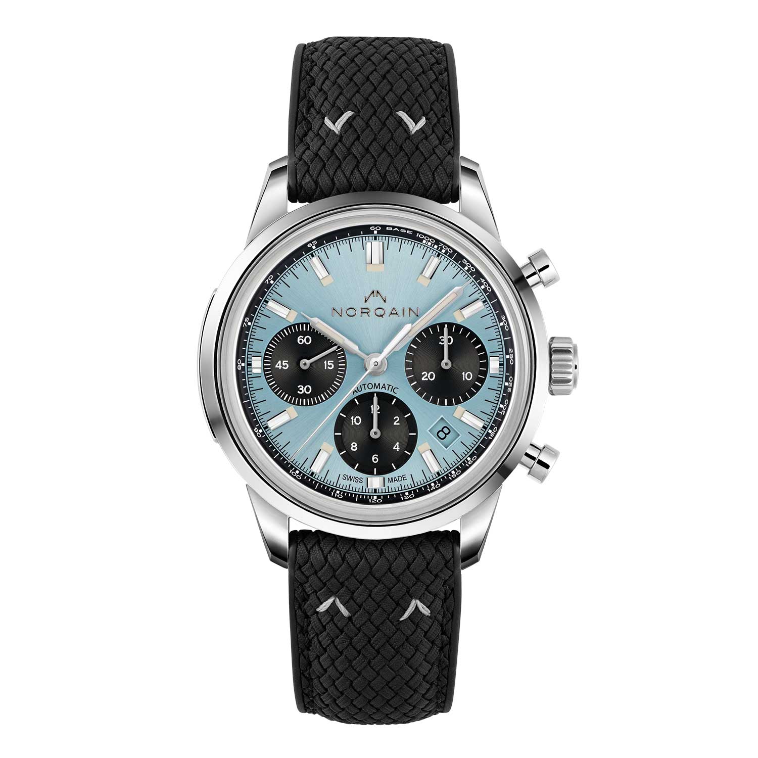 Norqain Freedom 60 Chrono Ice Blue Limited Edition with Perlon Rubber Strap