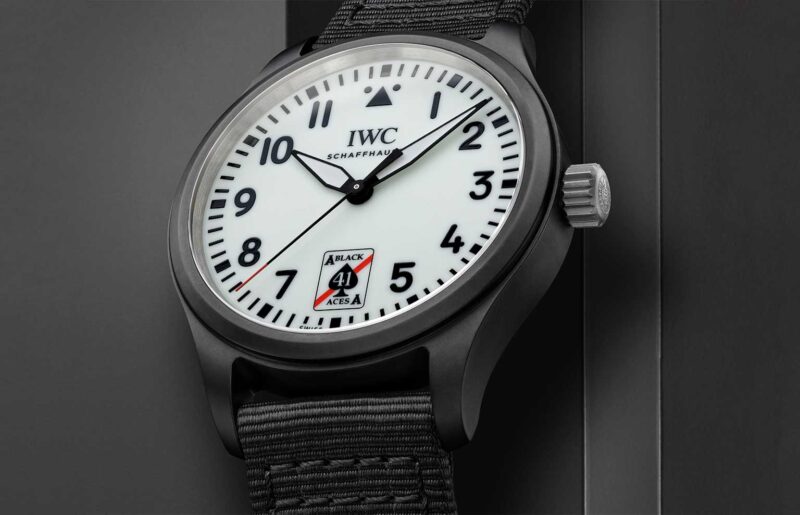 All lit up, the IWC Pilot&rsquo;s Watch Automatic 41 Black Aces