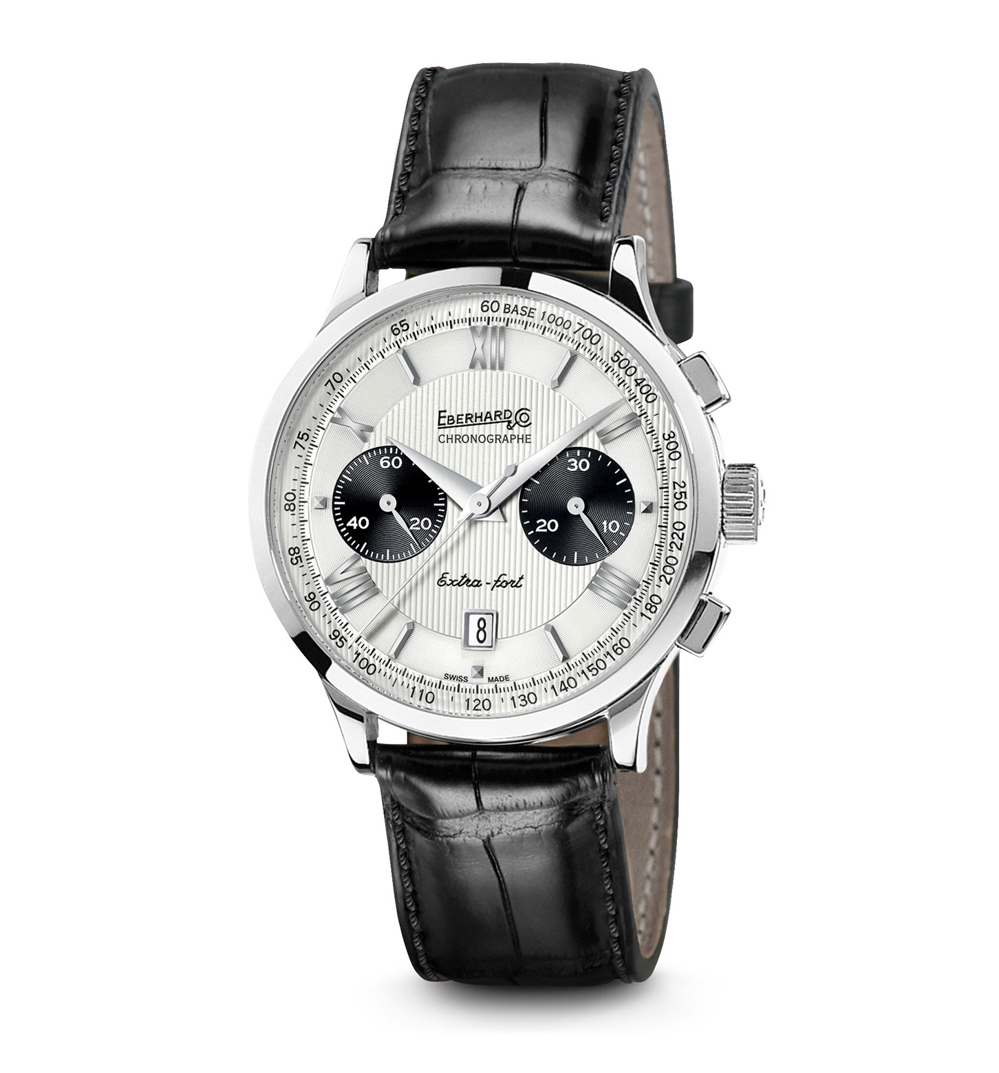 Eberhard Extra-fort with siilver dial and black counters