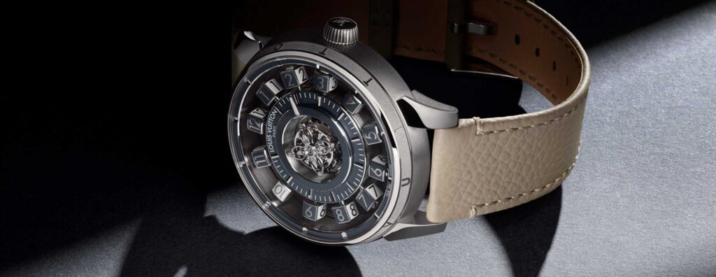 Louis Vuitton Refines its Unique Jump Hour with the Tambour Taiko Spin Time Collection