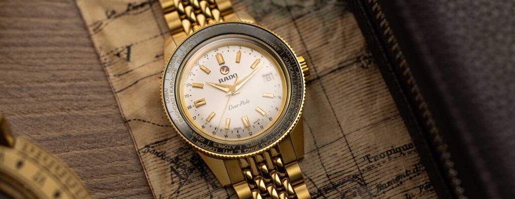 Jet-Set Era Rado Captain Cook Over-Pole Worldtimer in 39mm Yellow Gold PVD