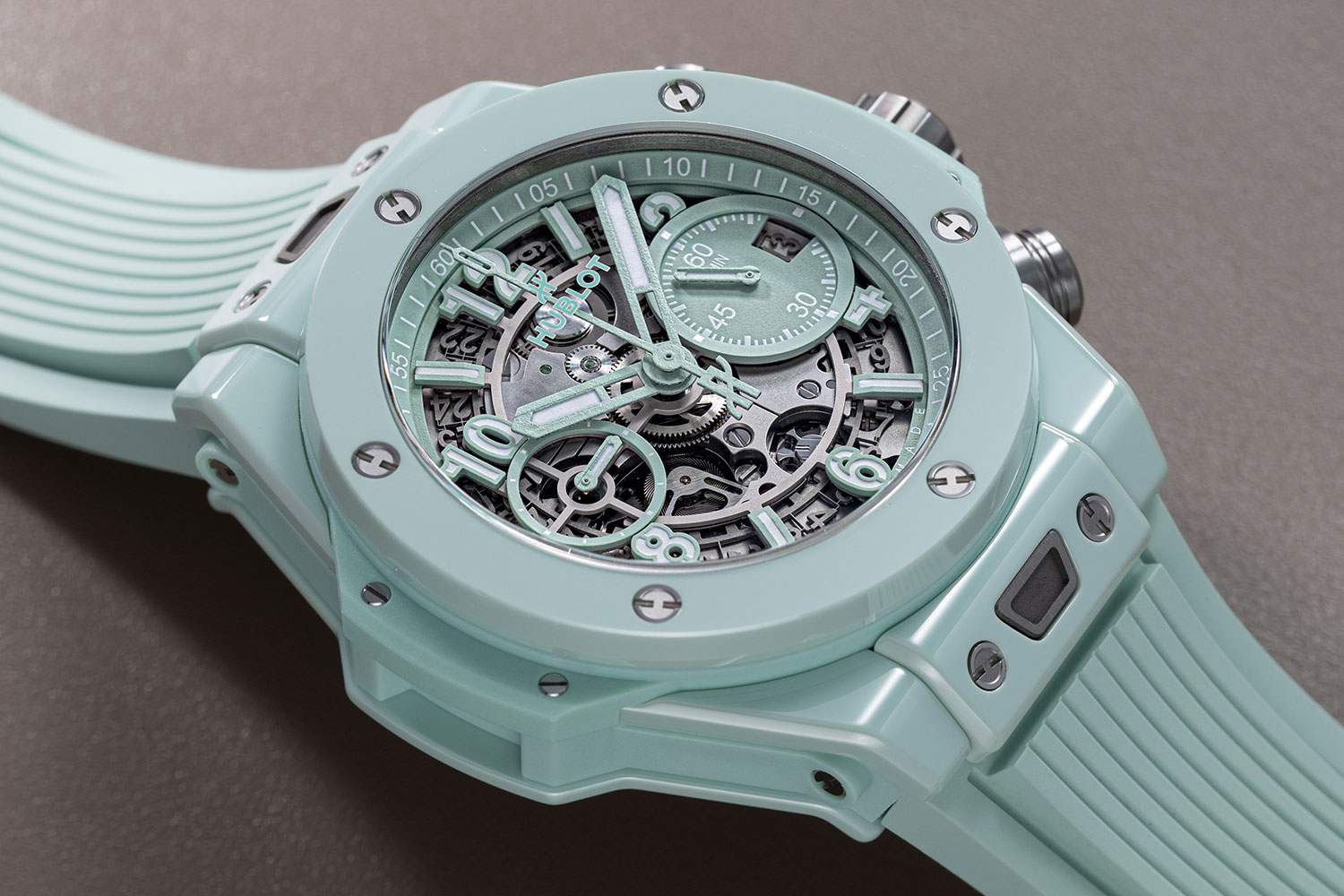 Hublot Big Bang Unico Mint Green Ceramic. Image: Revolution ©