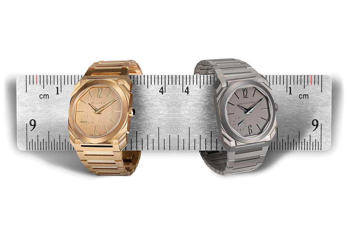 With a case 3mm smaller than its 40mm big brother, the Octo Finissimo 37 (shown above in yellow gold and sandblasted titanium) takes Bvlgari's signature men's model into new territory