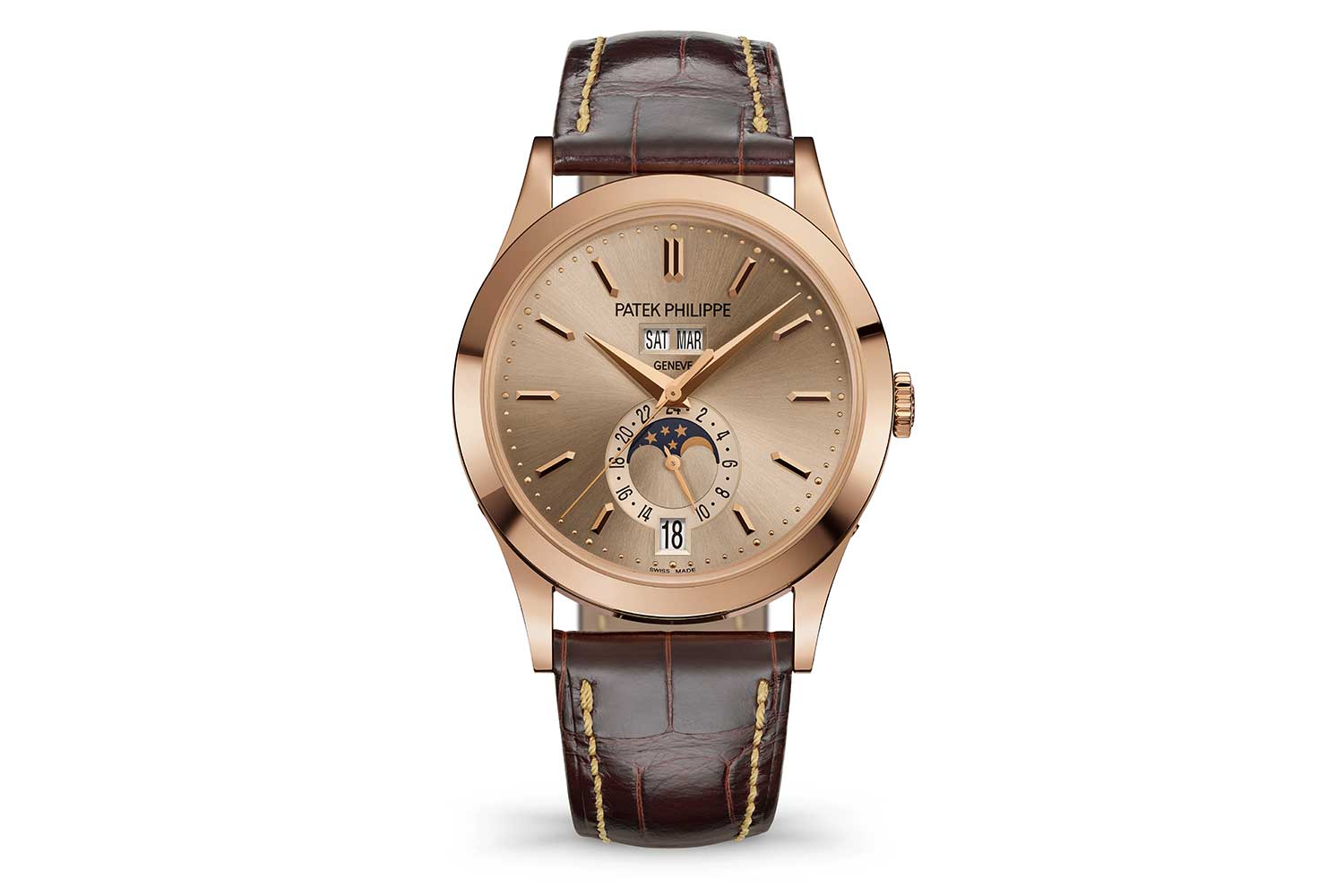 Patek Philippe Ref. 5396R-016 with sand-beige dial and classic annual calendar layout