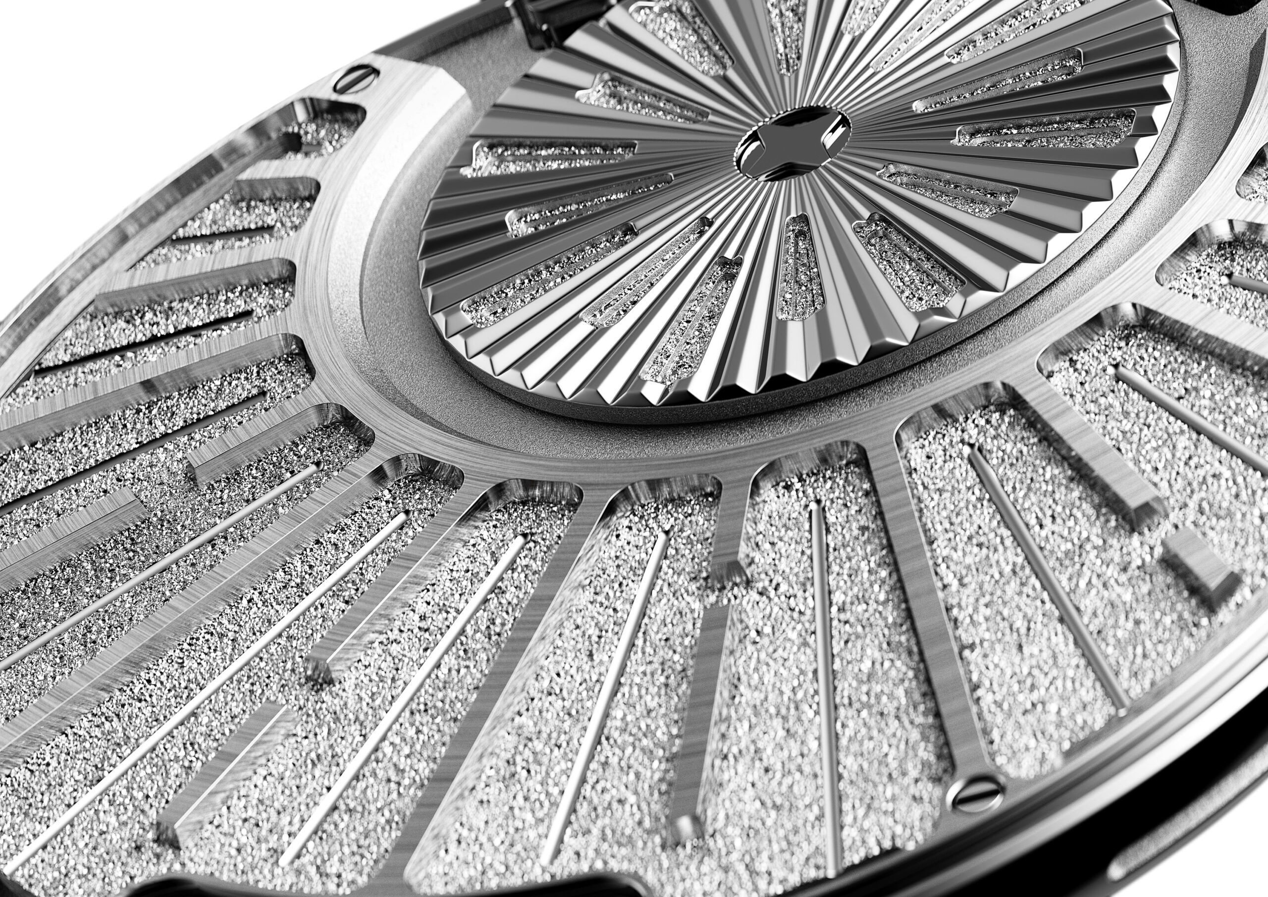 Every detail of the platinum case, which is 23.4 mm thick, was engraved by hand by exceptionally skilled craftsmen