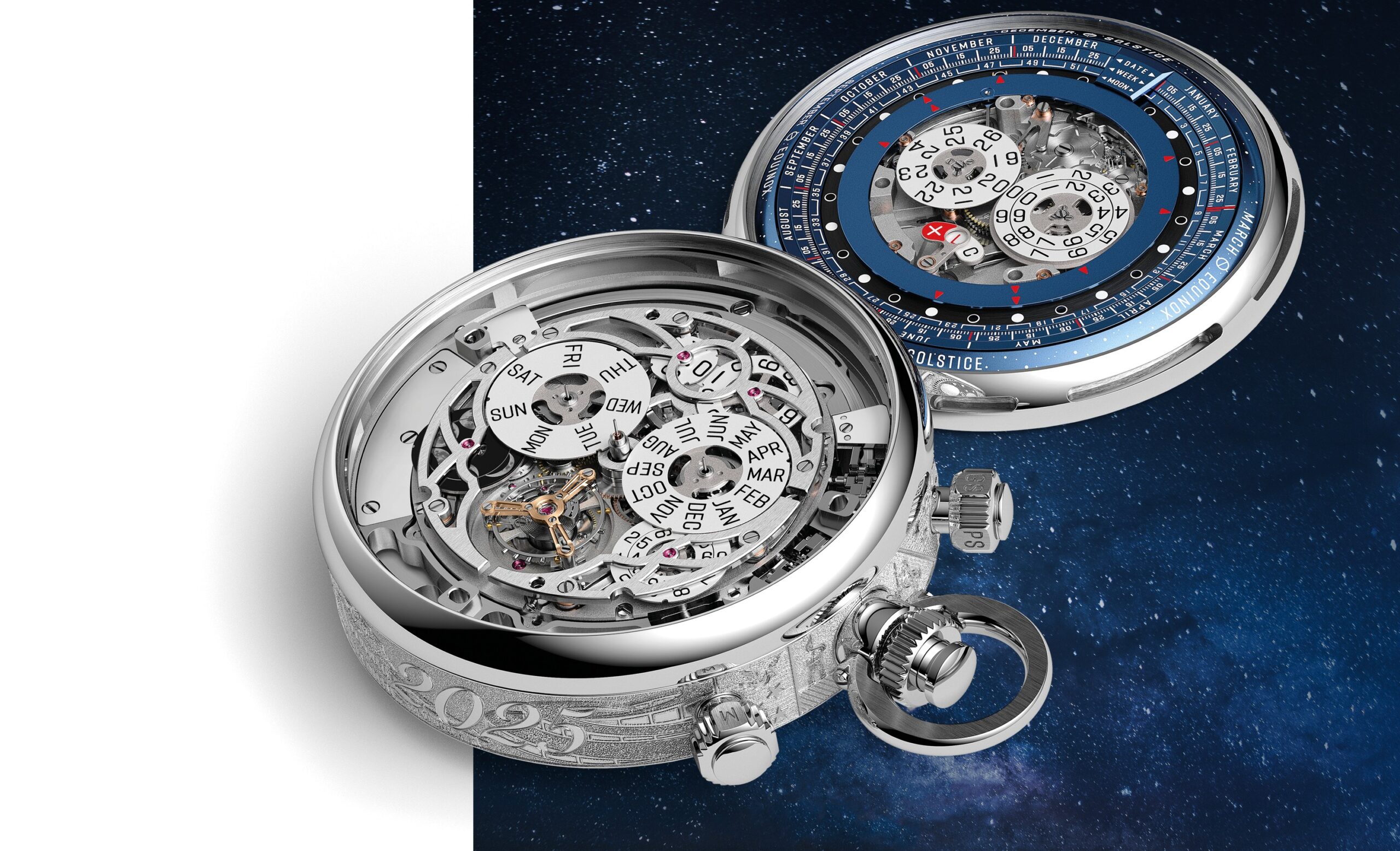 The 'Audemars Piguet 150 Heritage' watch with a world calendar, which unites solar, lunar and lunisolar time into one integrated display.